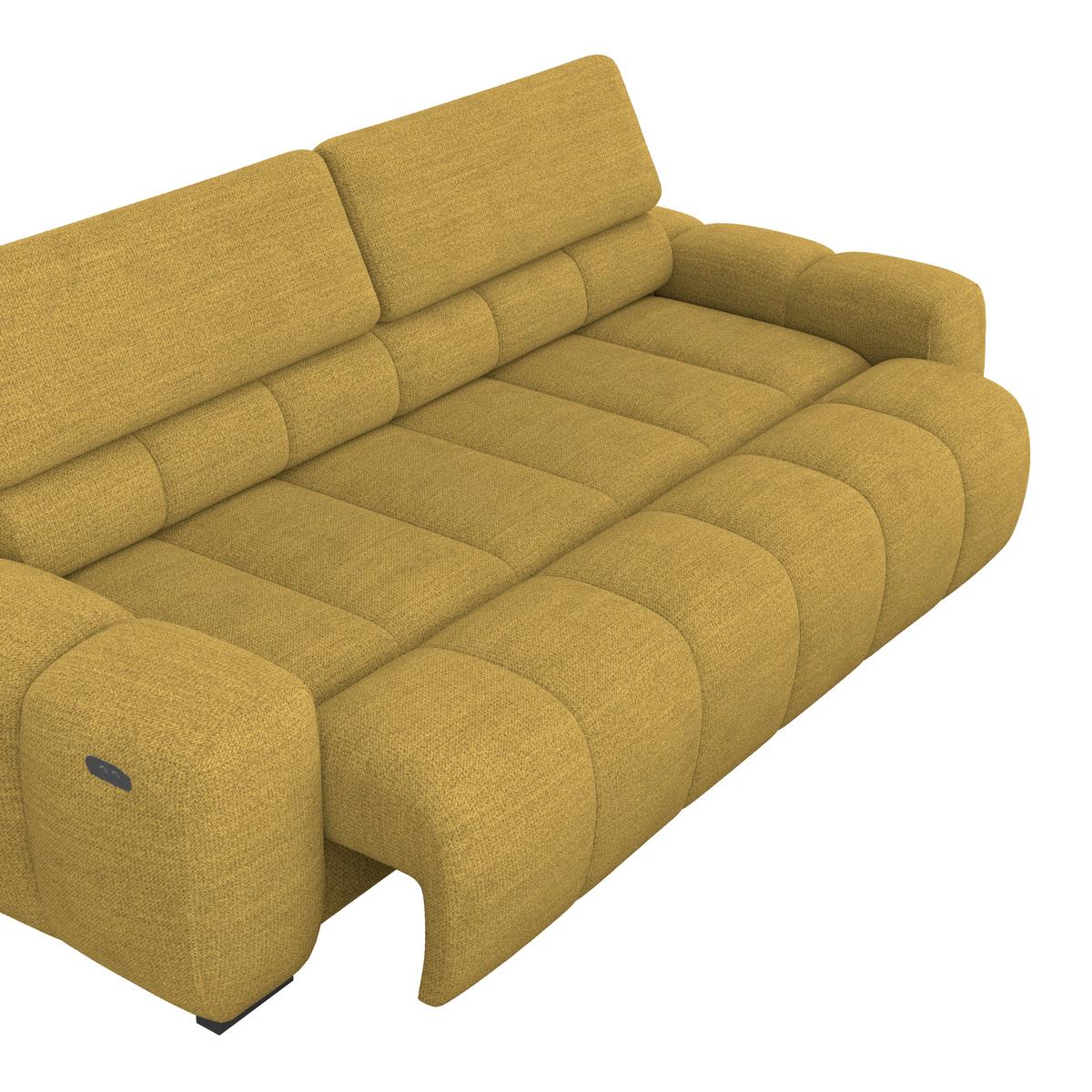 Bigsofa Bull Webstoff senfgelb, B: 248 cm - Senfgelb/Schwarz, Design, Textil (248/77-97/108cm) - Luca Bessoni