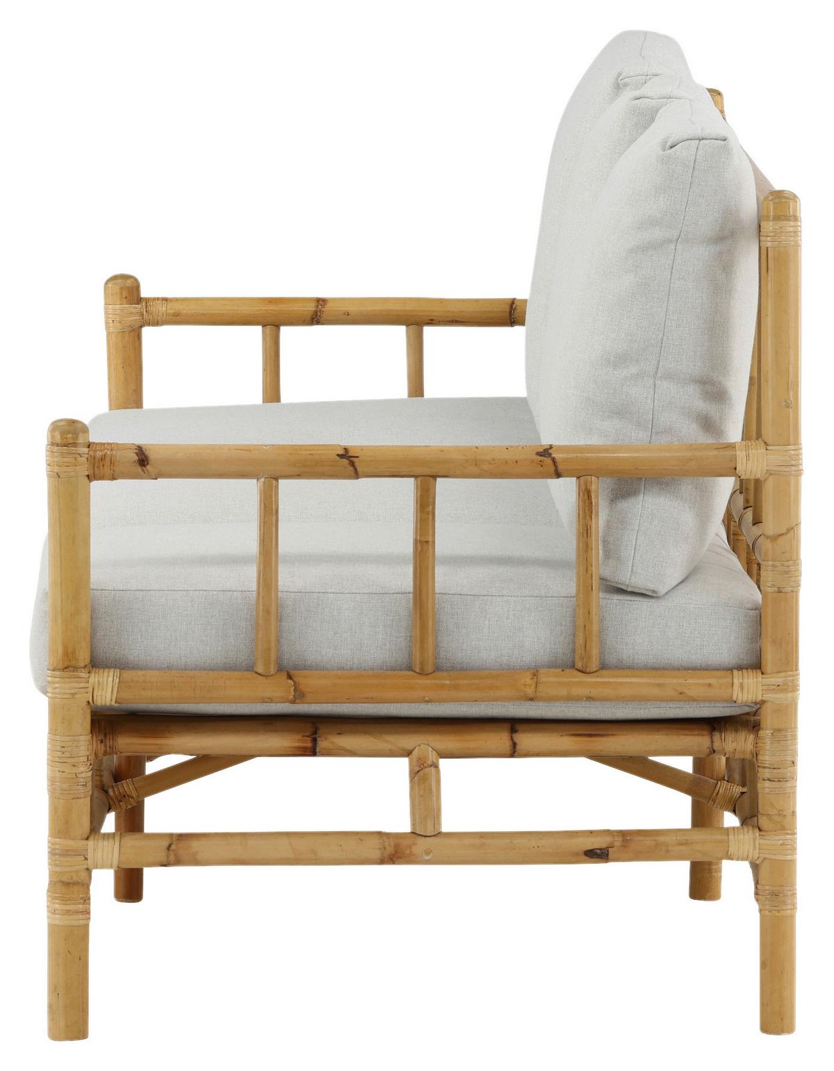 Loungesofa Cane - Hellbraun/Creme, KONVENTIONELL, Holz/Textil (180/88/77cm) - Gardenson