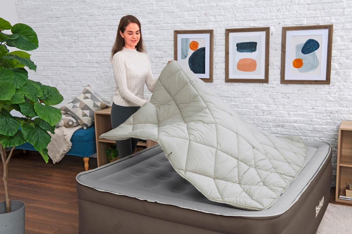 Luftbett Gloria 203x152x51 Cm Bis 350kg, Inkl. Pumpe - Braun/Grau, KONVENTIONELL, Kunststoff/Metall (203/152/51cm) - Bestway
