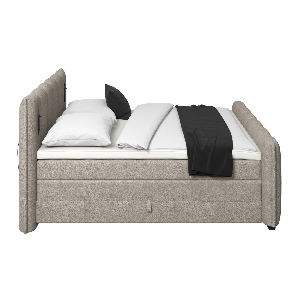 Boxspringbett Elysia inkl. Bettkasten 180x200 - Schwarz/Naturfarben, Trend, Holz/Holzwerkstoff (180/200cm) - Luca Bessoni