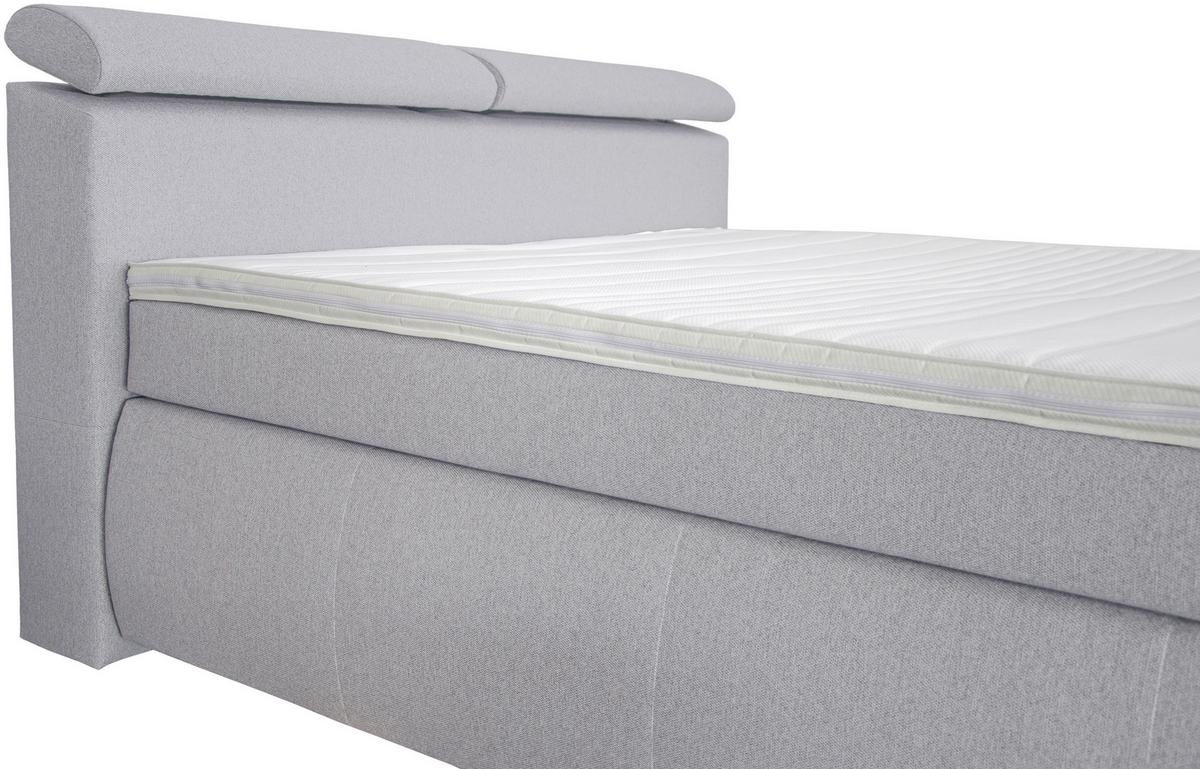 Boxspringbett mit Topper 180x200 cm Anett - Chromfarben/Hellgrau, Basics, Textil (180/200cm)