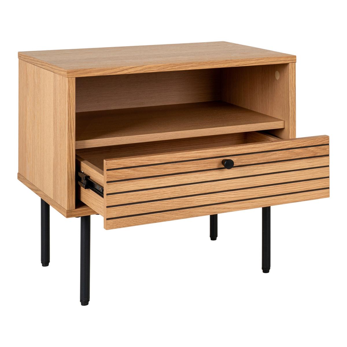 Beistelltisch Kyoto Eiche, L/B/H: 50x40x50cm - Eichefarben/Schwarz, Basics, Holz/Metall (50/40/50cm)
