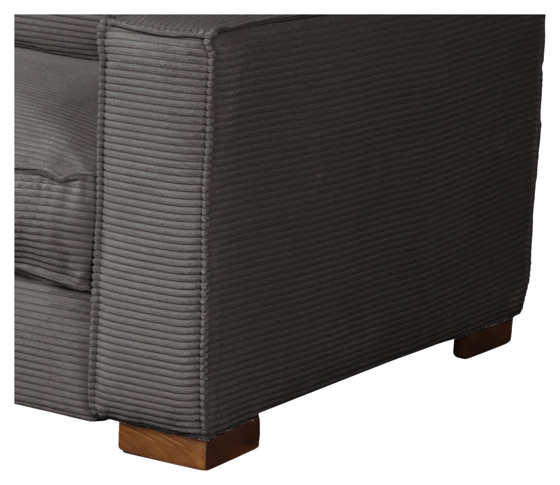 Schlafsofa Texas Grau Cord, B: 203 Cm - Dunkelbraun/Grau, Design, Textil (203/85/99cm) - MID.YOU