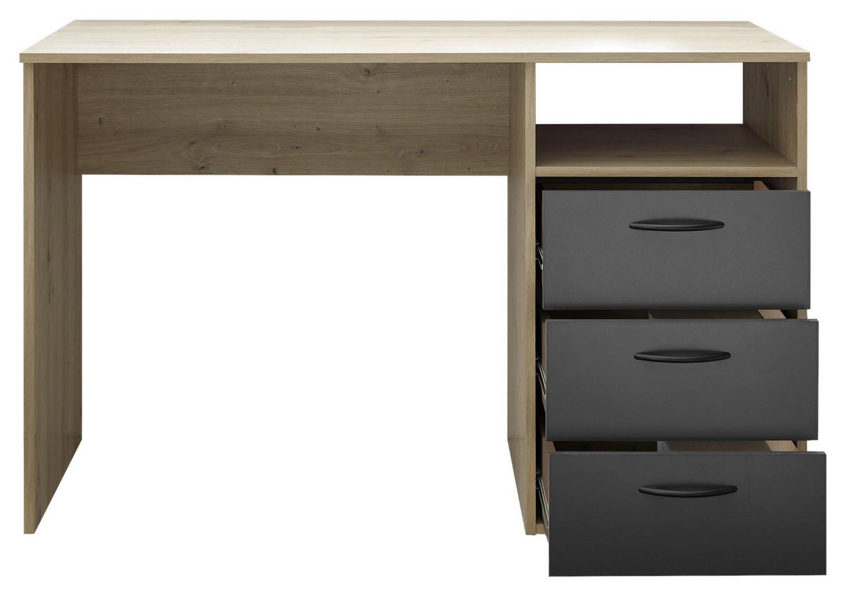 Schreibtisch Liam - Graphitfarben/Eiche Artisan, KONVENTIONELL, Holzwerkstoff (120/54/75cm)