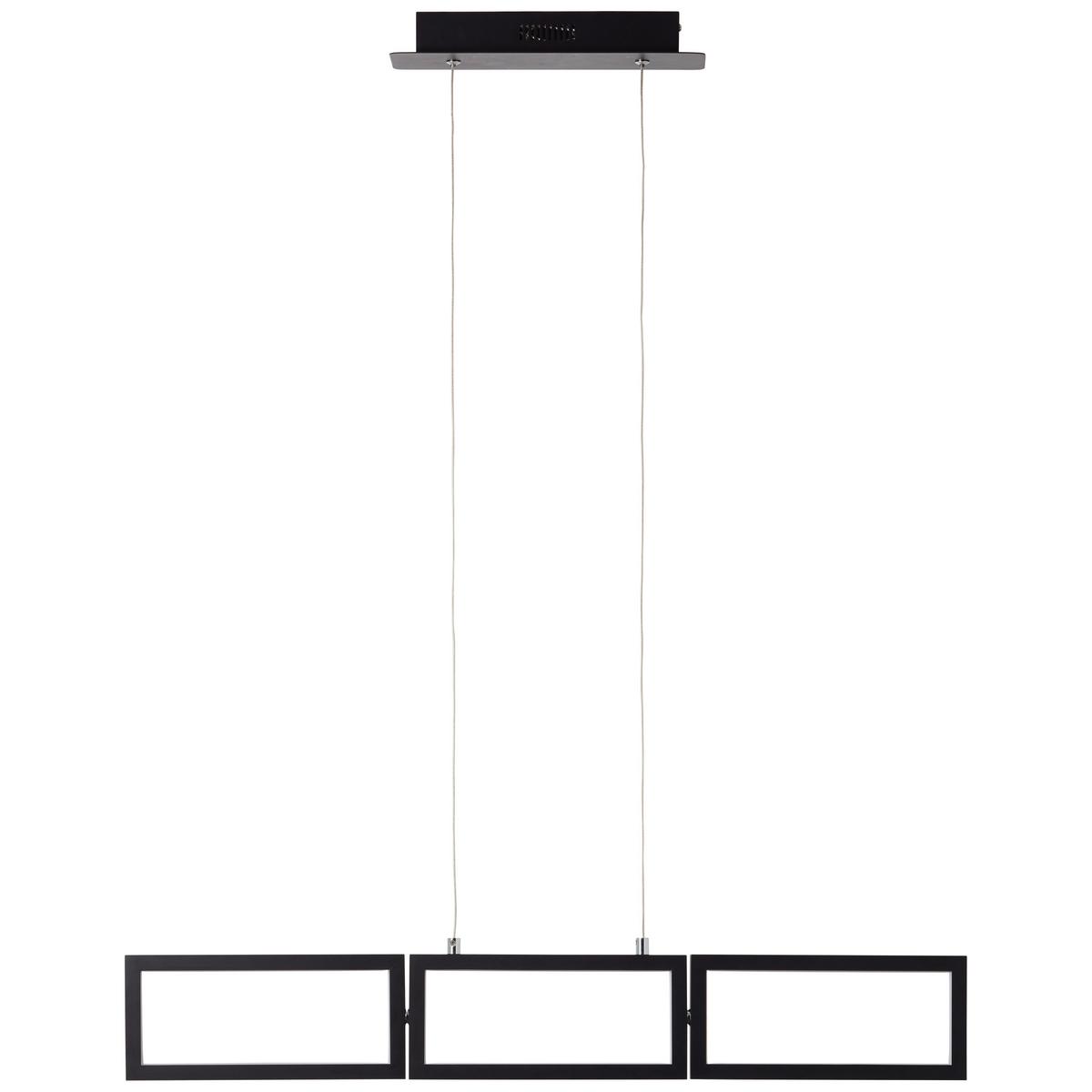 Led-hängeleuchte Ranut H: 120 Cm 3-Flammig - Schwarz, Design, Kunststoff/Metall (80,5/12/120cm) - Brilliant