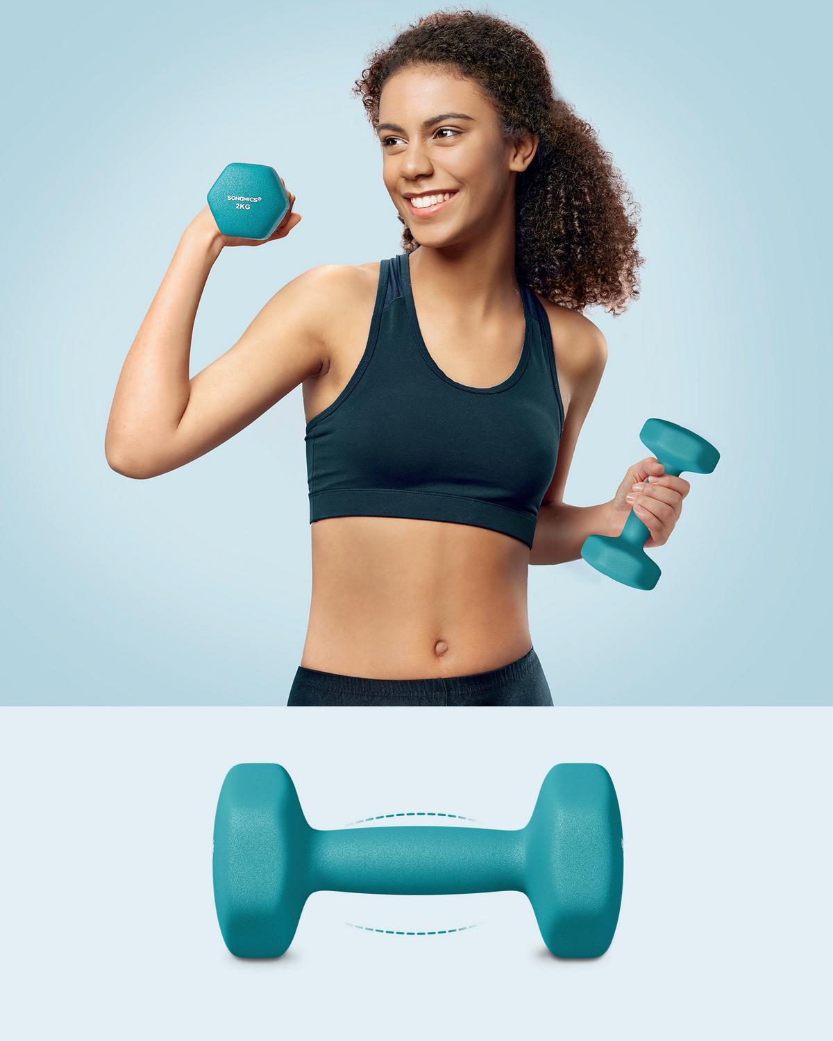 Fitness-Set Dumbbell Blau/Grau/Grün B: 38,5 cm - Blau/Grau, Basics, Metall (38.5/14.5/35.5cm)