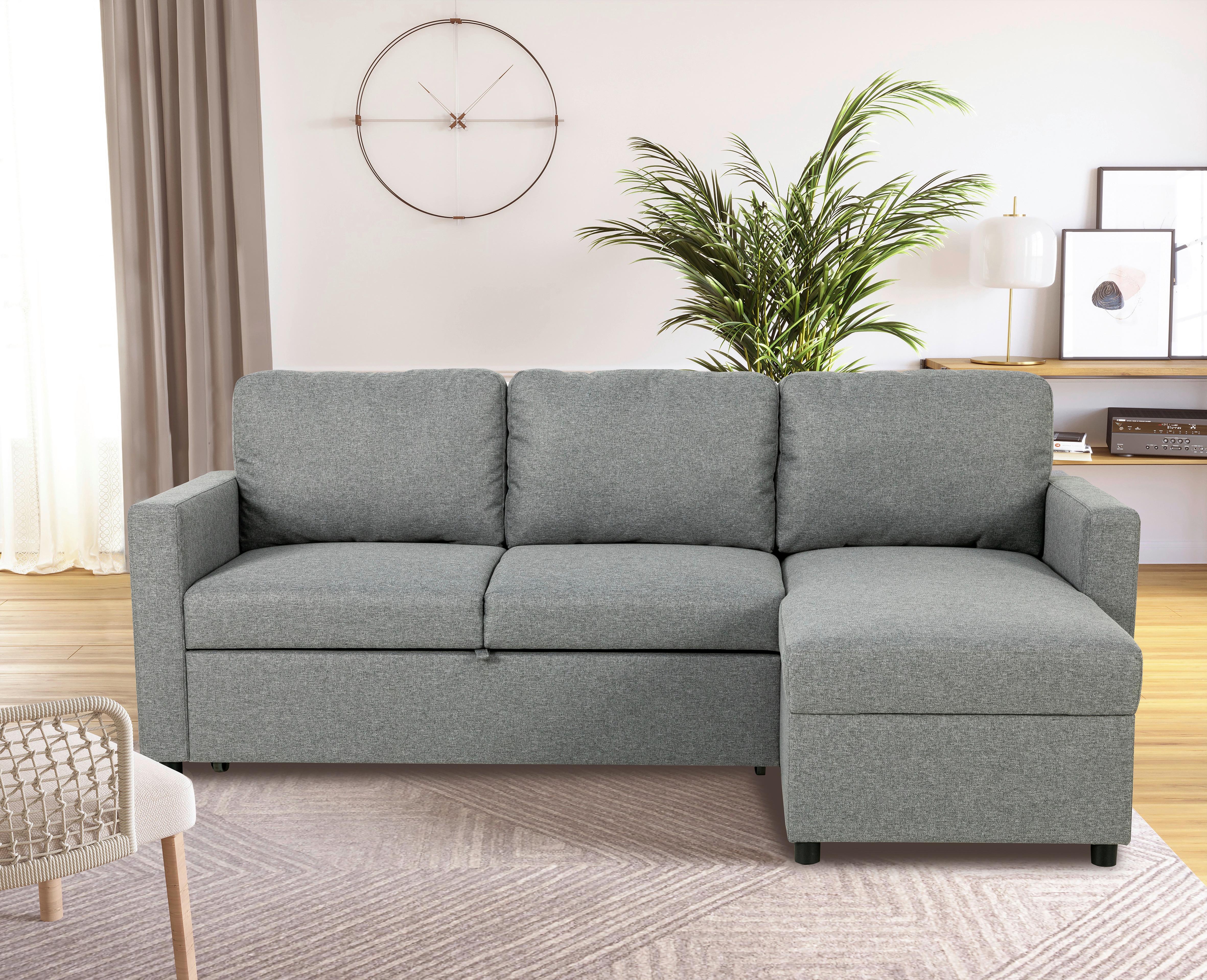 Ecksofa Rosi - Schwarz/Grau, Basics, Textil (215/145cm) - P & B