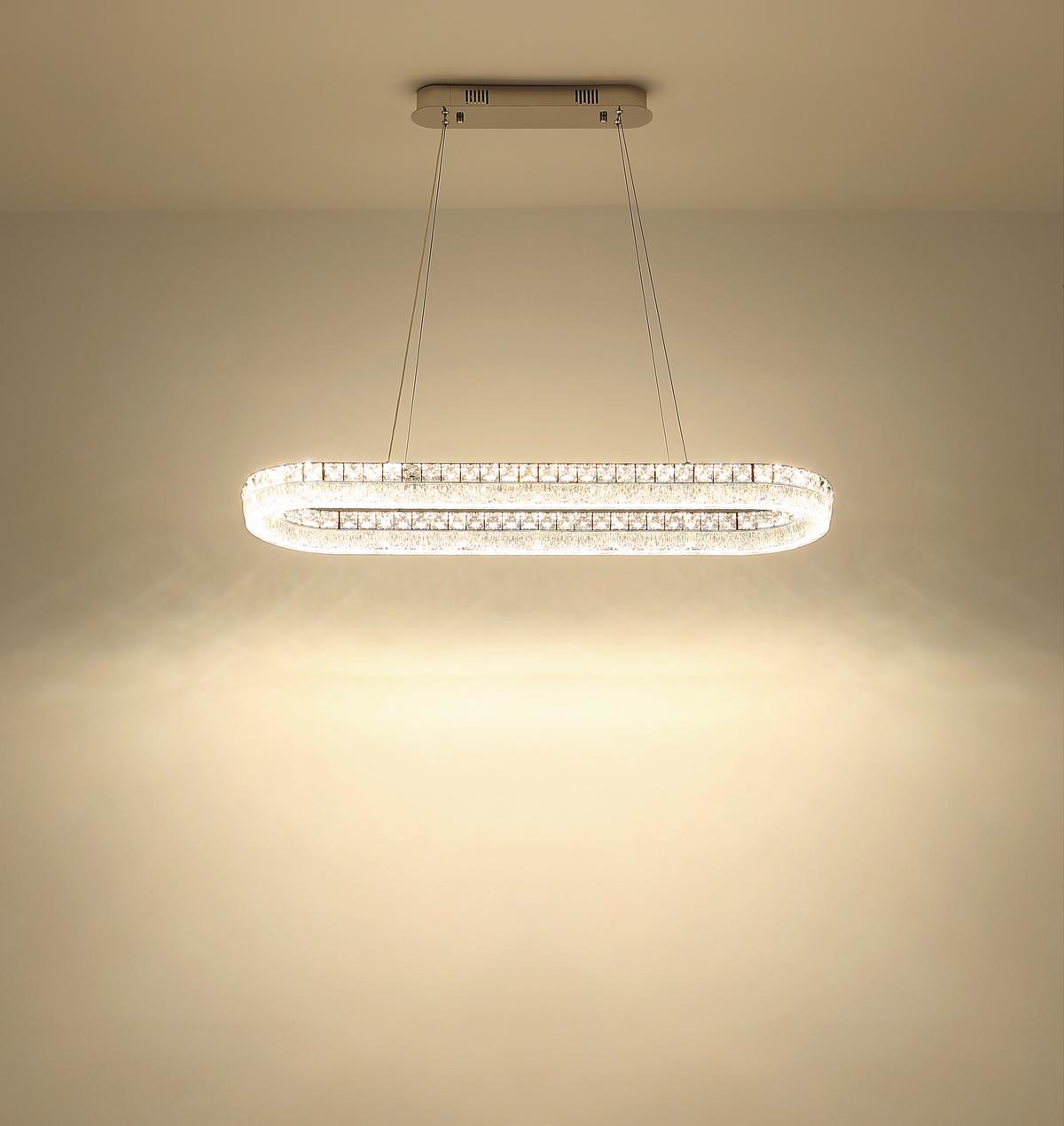 LED-Hängeleuchte Memory-Funktion - Klar/Chromfarben, KONVENTIONELL, Glas/Kunststoff (120/31,5/100,1cm) - Globo