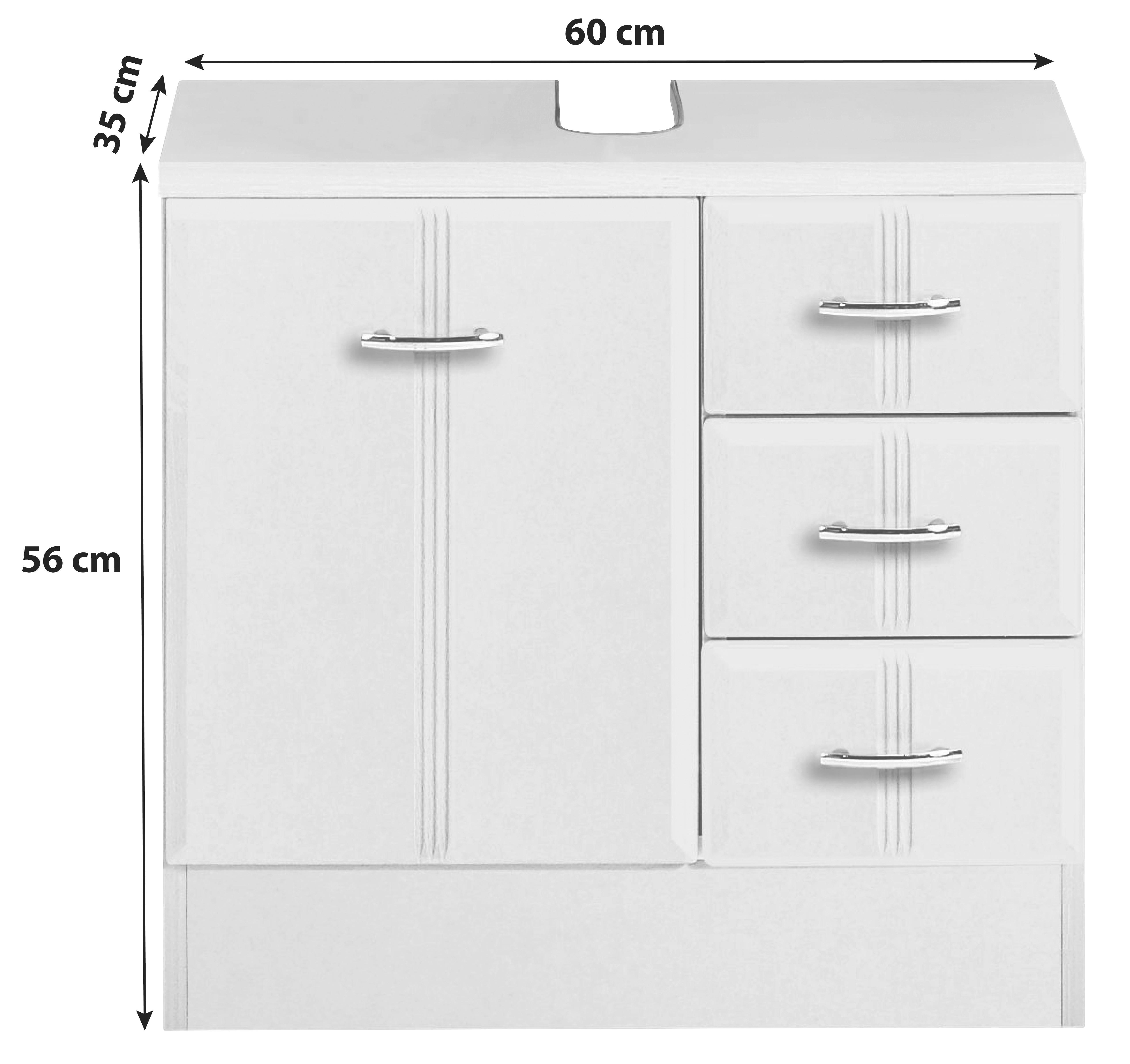 Waschtischunterschrank mit 3 Schubladen in weiß Schrank Waschbeckenunterschrank 