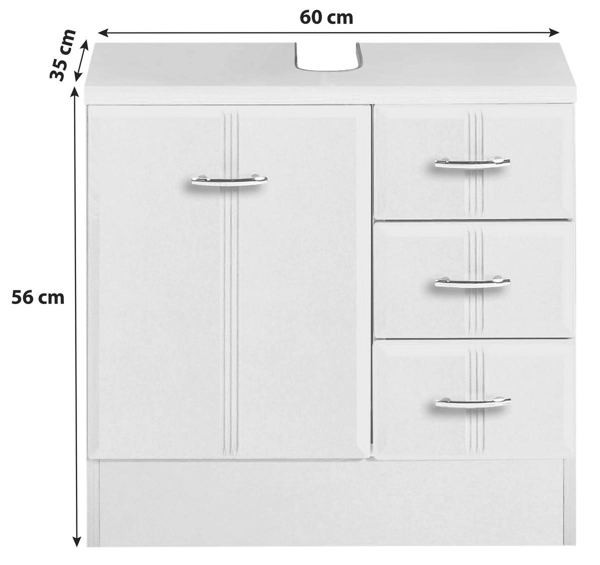 Waschbeckenunterschrank Rallye B: 60cm, Weiß Dekor - Weiß, KONVENTIONELL, Holzwerkstoff (60/56/35cm) - Held
