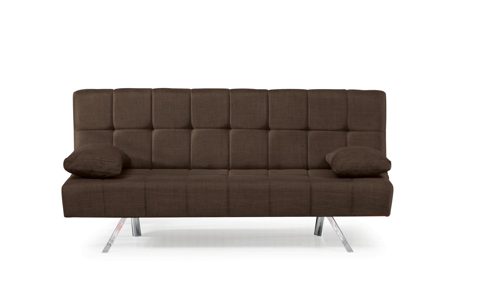 3-Sitzer-Sofa Troy Mit Schlaffunktion Braun - Chromfarben/Braun, Design, Textil/Metall (183/87/82cm) - Livetastic