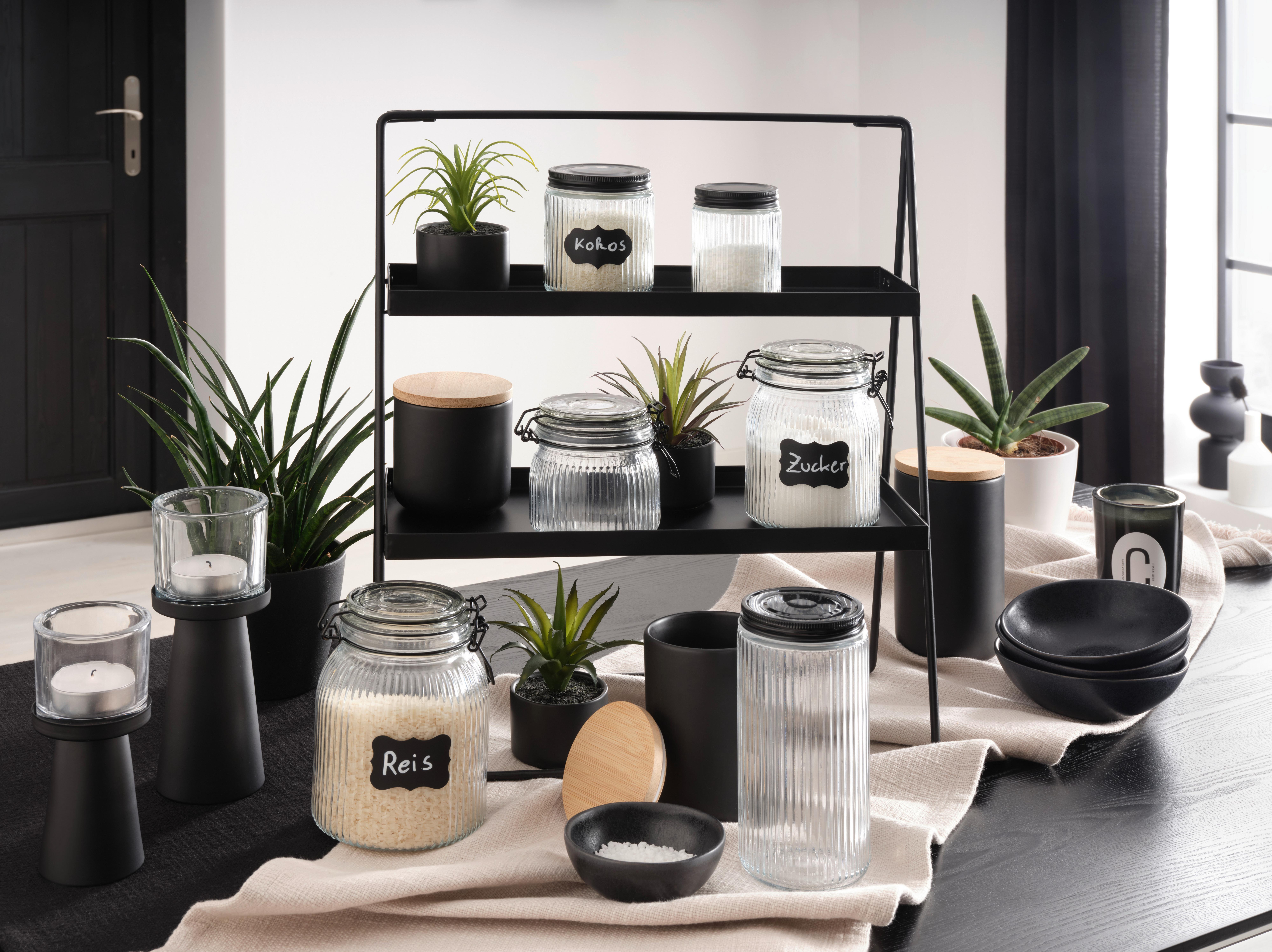 Dóza Na Potraviny Jona, 0,27l - černá/průhledné, Moderní, kov/sklo (7,4/10,1cm) - Premium Living