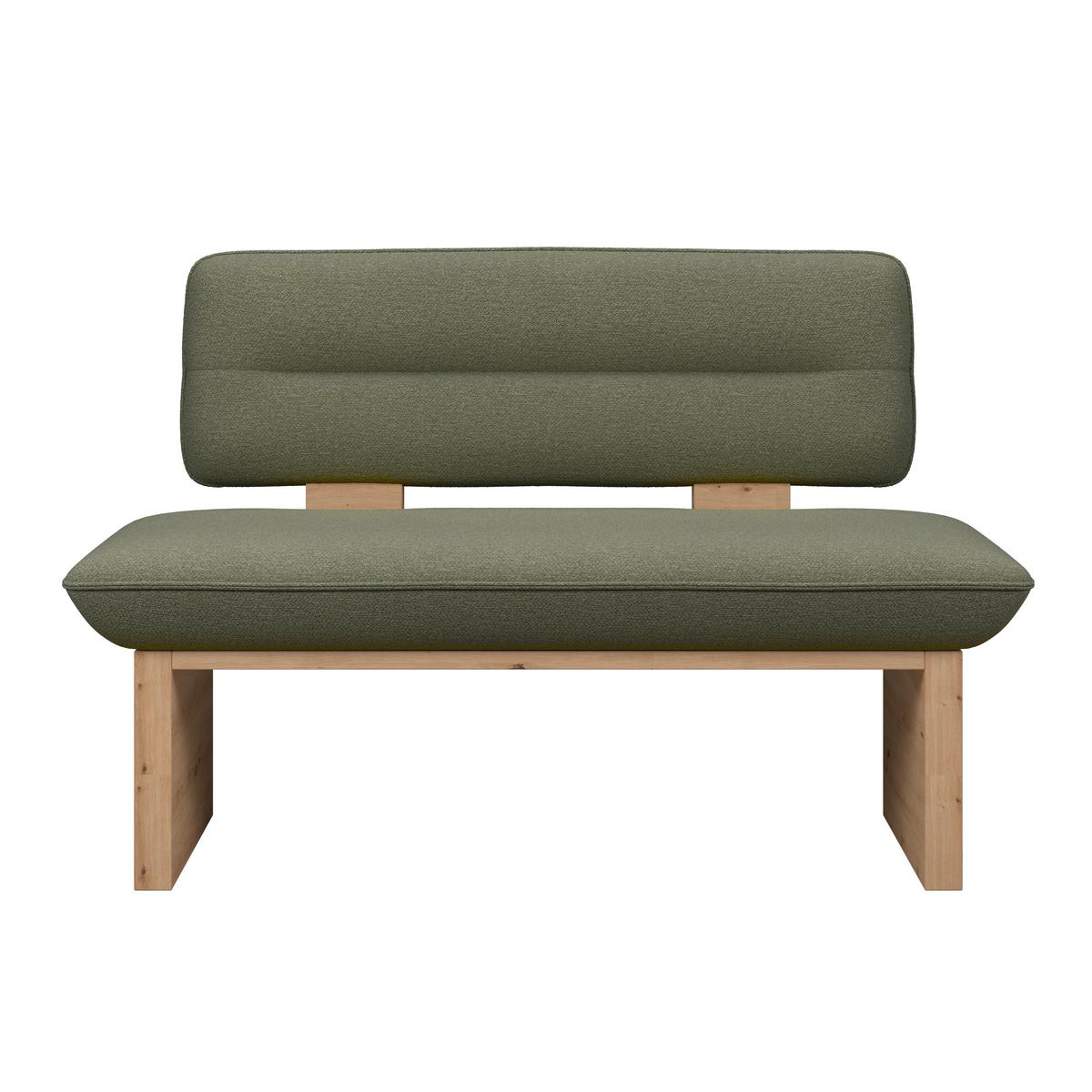 Sitzbank Beluna II Webstoff grün, B: 160cm - Eichefarben/Schwarz, KONVENTIONELL, Holzwerkstoff/Textil (160/87/67cm) - James Wood