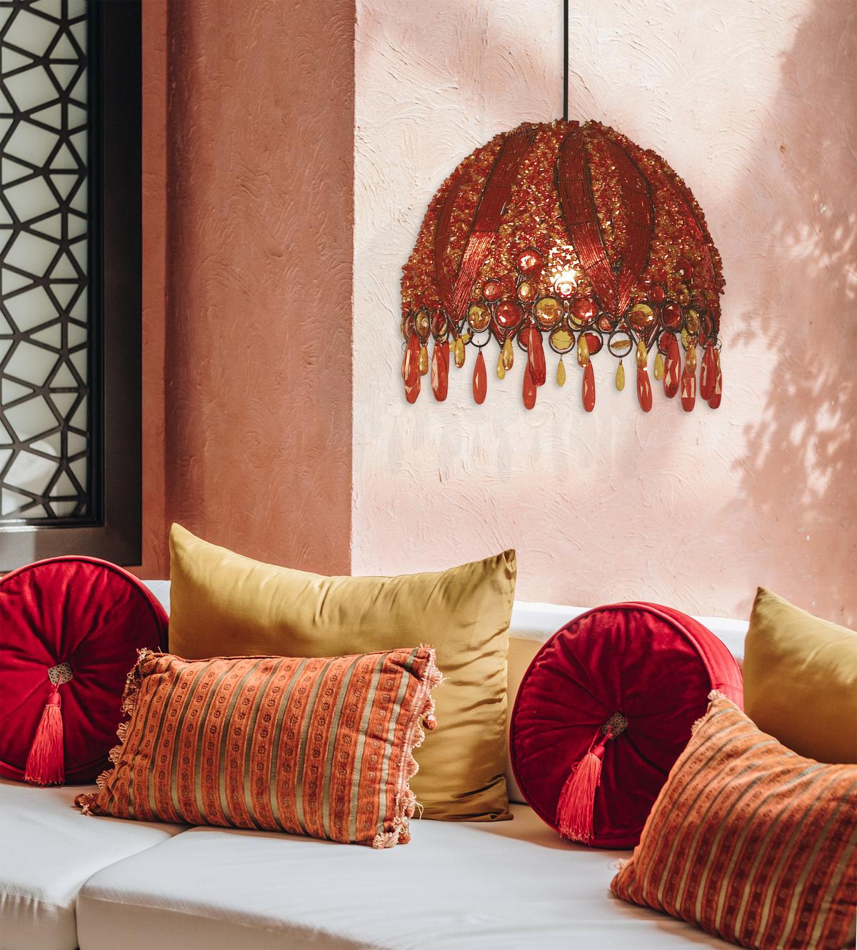 Hängeleuchte Perla H: 101 cm 1-Flammig, Orientalisch - Orange, LIFESTYLE, Kunststoff/Metall (32/101cm) - Näve