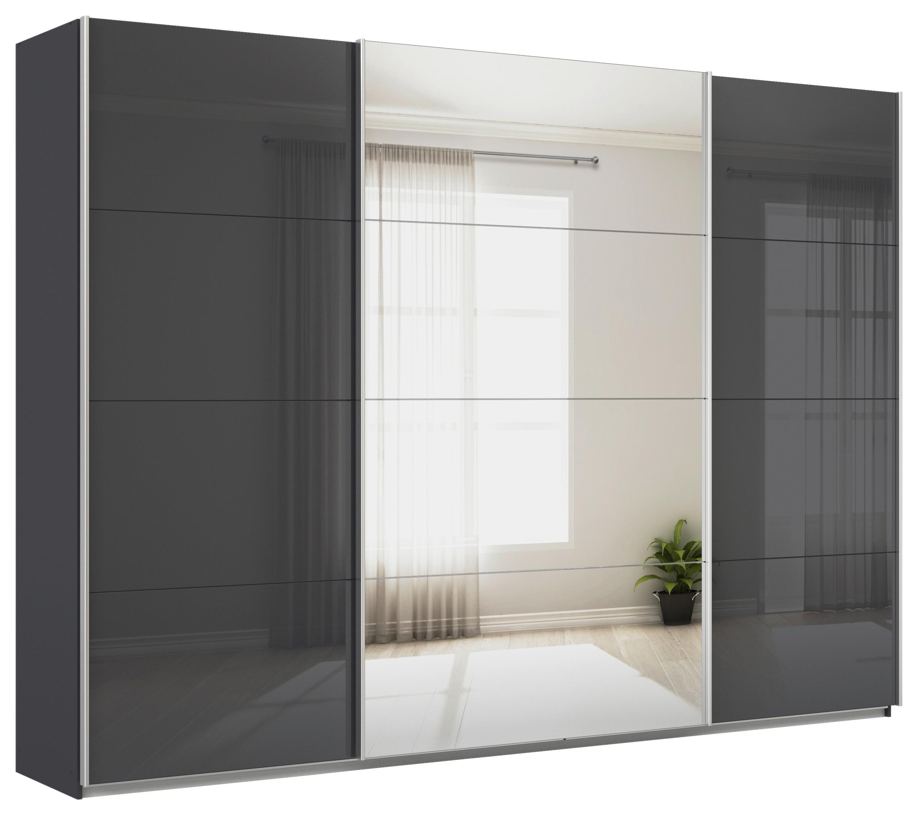 Schwebetürenschrank Mit Spiegel B: 315cm Feldkirch - Anthrazit/Silberfarben, MODERN, Glas/Holzwerkstoff (315/229/62cm)