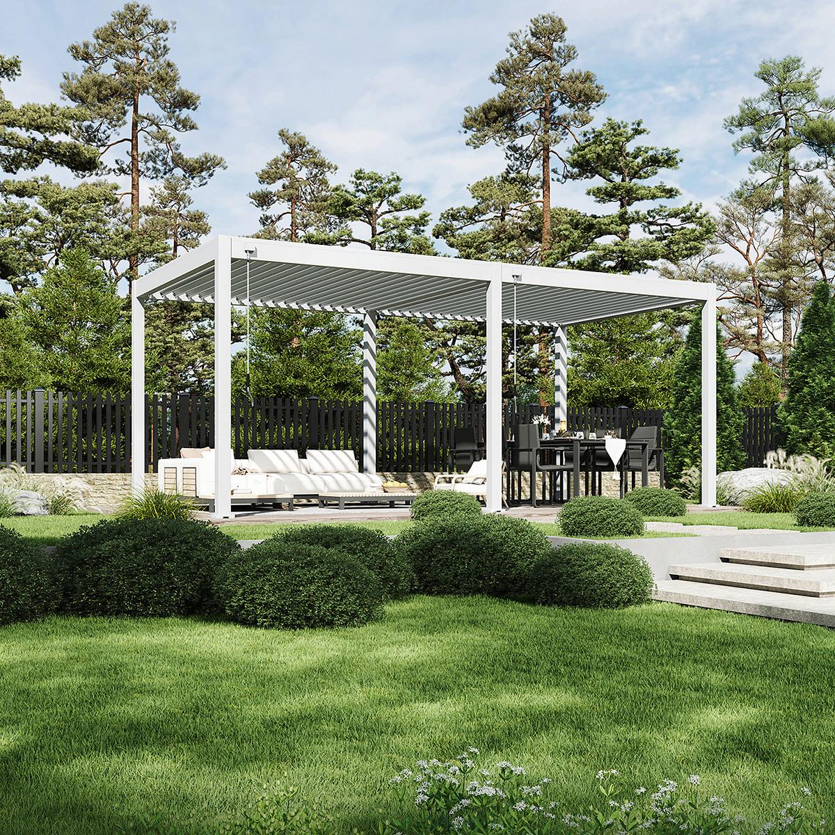 Pergola 300x600 cm Wetterbeständig, Weiß - Weiß Hochglanz, Basics, Metall (300/255/600cm)