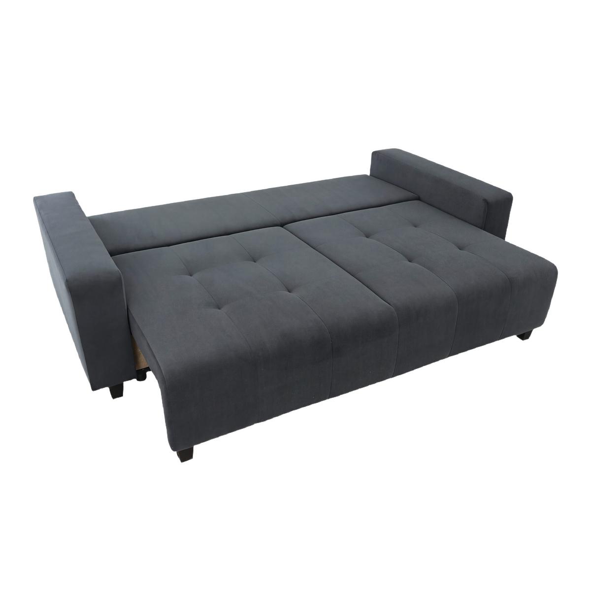 Veľká pohovka LILY, antracitový velúr, s vankúšmi - čierna/antracitová, Trend, kov/drevo (240/90,5/119cm) - Luca Bessoni