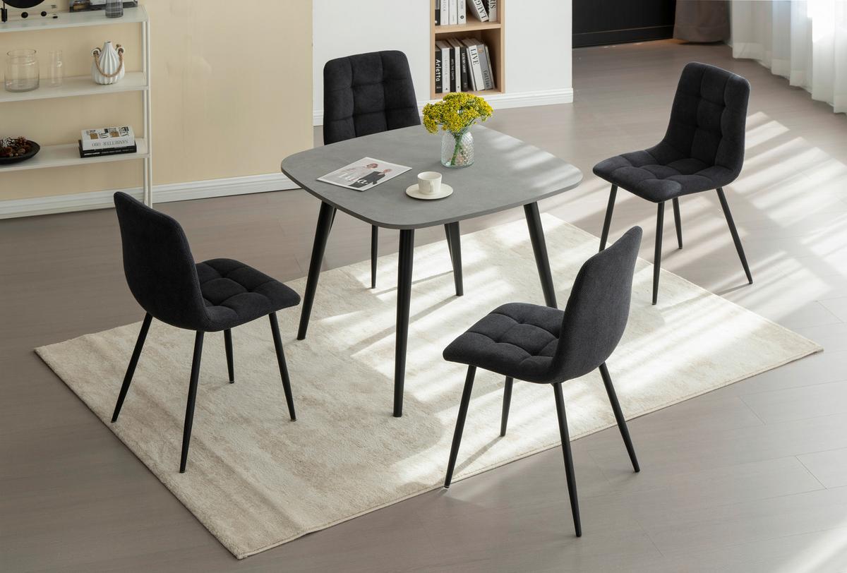 Vierfußstuhl Adea Leinenoptik Schwarz - Schwarz, KONVENTIONELL, Holz/Textil (45/88/55cm) - P & B