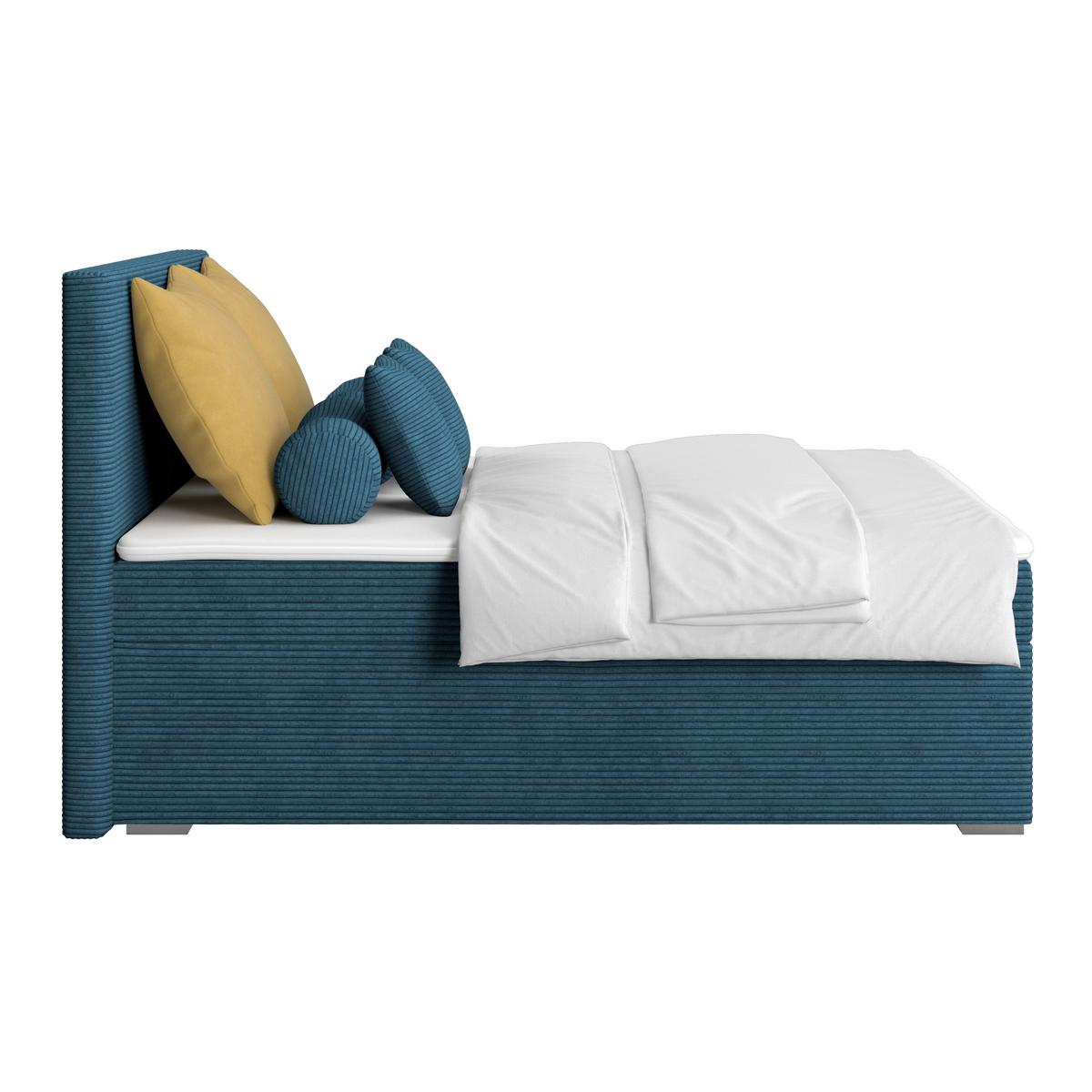 Čalúnená posteľ ADRIA 160x200 cm,modrá - modrá/chrómová, Konventionell, drevo/textil (160/200cm)