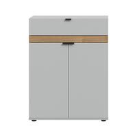 Schuhschrank Naro Grau /Eiche dunkel Dekor B: 75cm - Eiche dunkel/Schwarz, Design, Holzwerkstoff (75/98/37cm) - Livetastic