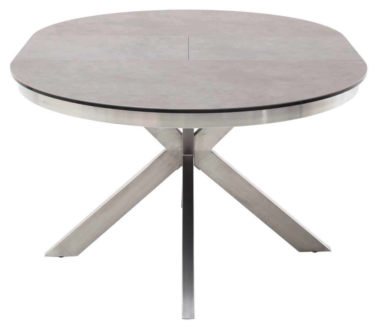 Esstisch ausziehbar Winnipeg 120-160x120 cm Anthrazit - Edelstahlfarben/Anthrazit, Design, Keramik/Metall (120/120/76cm) - Livetastic