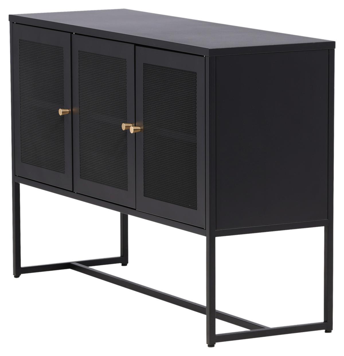 Sideboard Malla - Schwarz, Design, Metall (120/80/40cm) - Livetastic