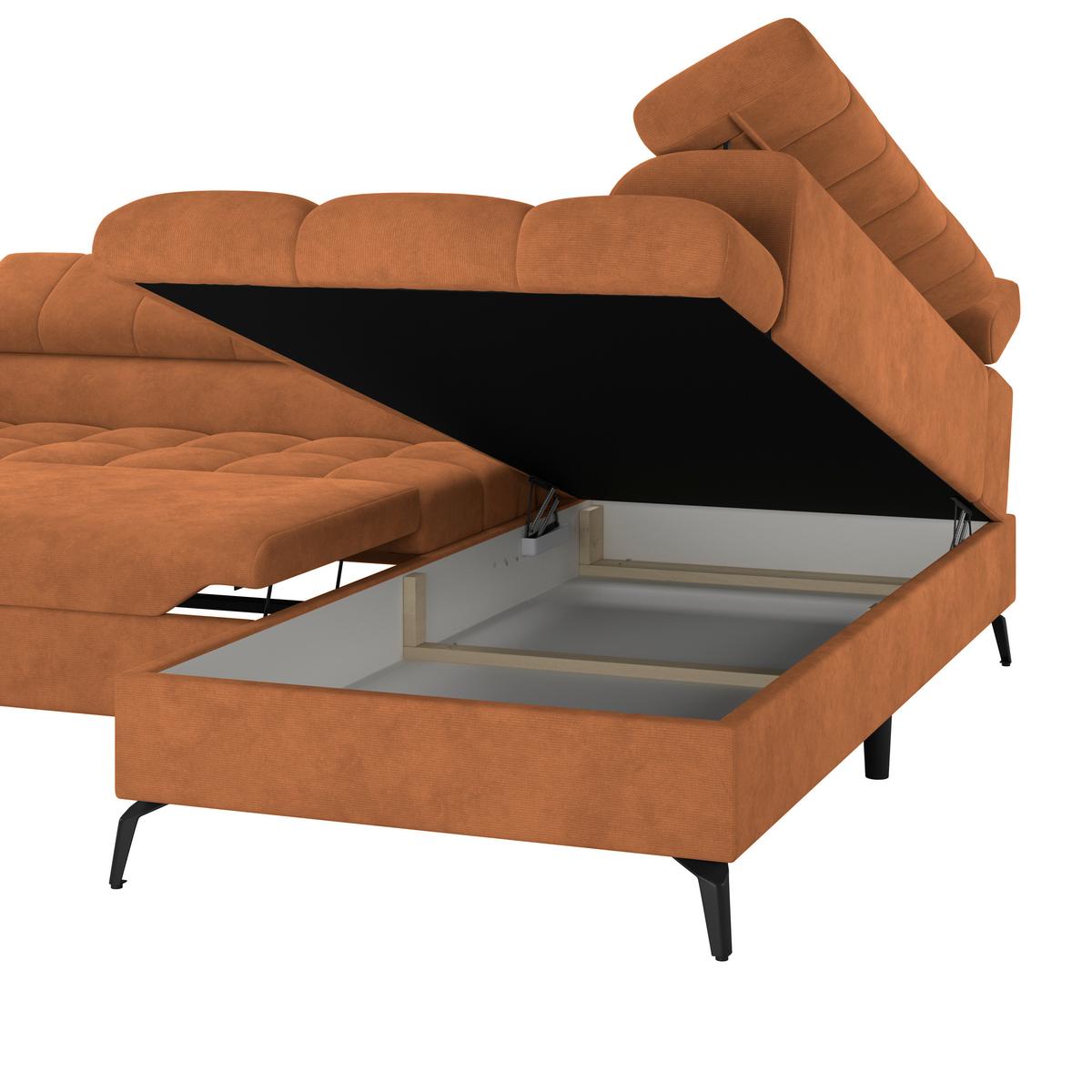 Ecksofa Volf Rechts New Rostfarben, S: 261x203 cm - Rostfarben/Schwarz, Trend, Kunststoff/Textil (261/203cm)