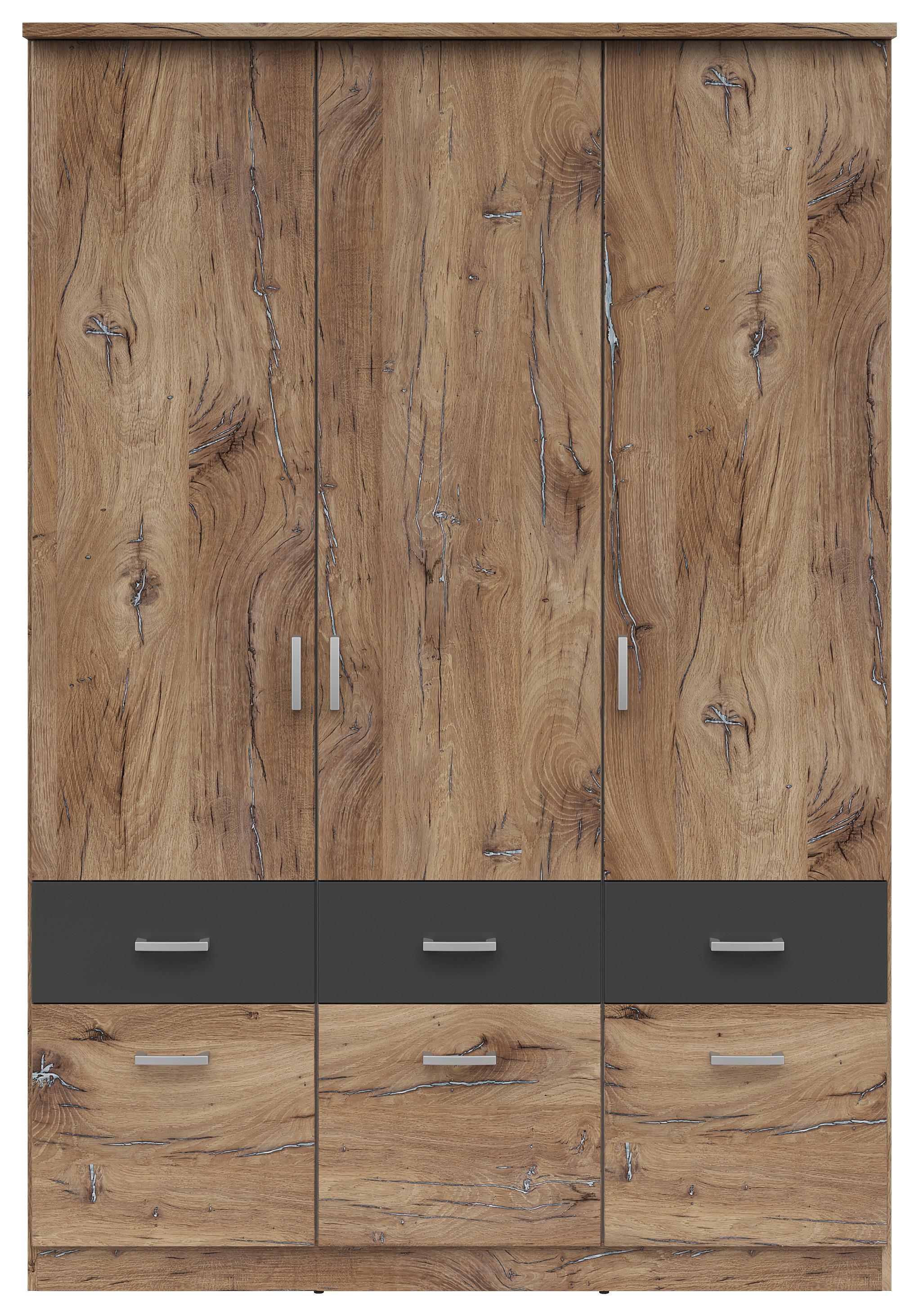 Drehtürenschrank 136 Cm Brando Eiche Dekor/graphitfarben - Eichefarben/Graphitfarben, KONVENTIONELL, Holzwerkstoff (136/199/58cm)