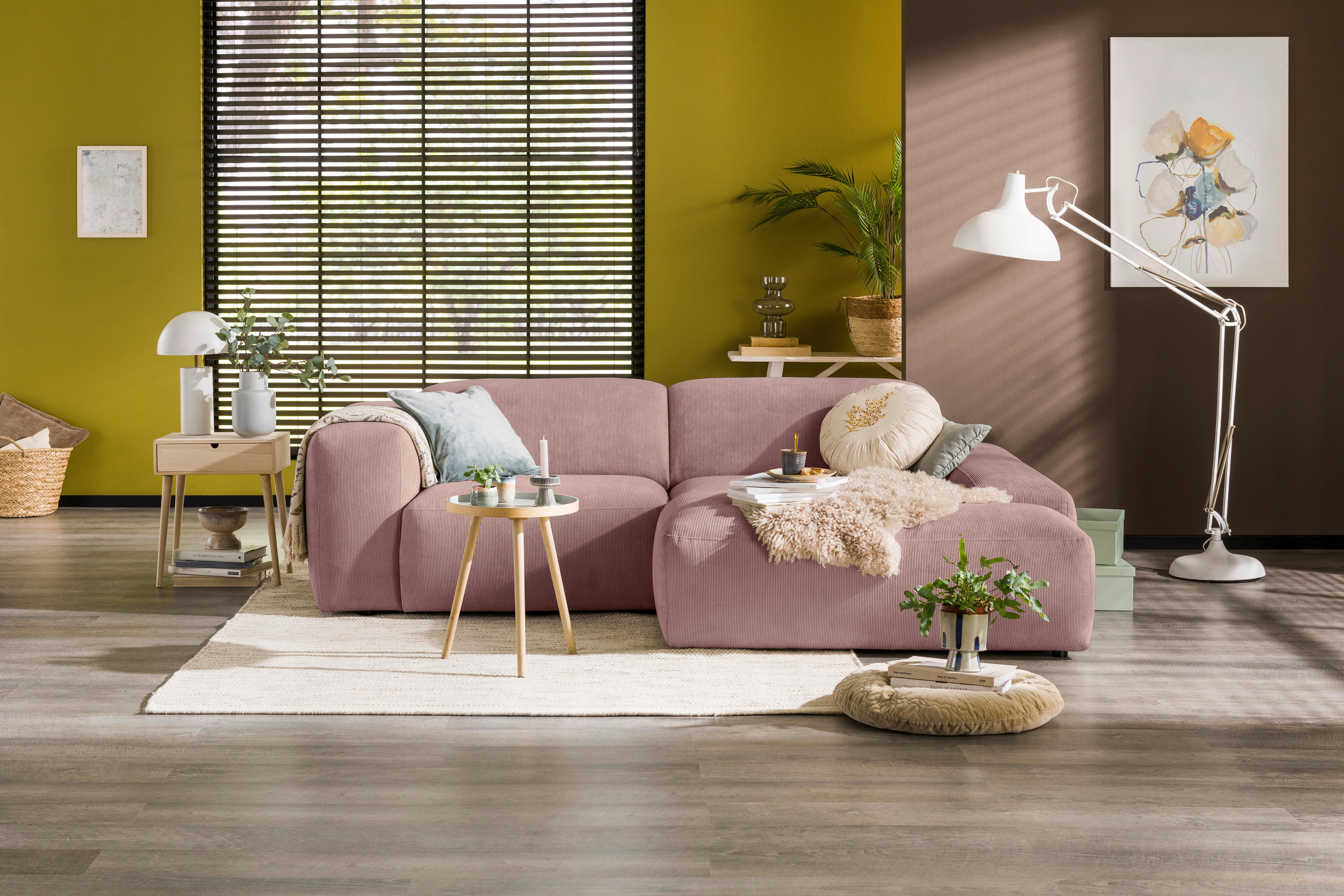 Ecksofa Hannah Rosa 252x170 cm - Schwarz/Rosa, Design, Textil (252/170cm) - MID.YOU