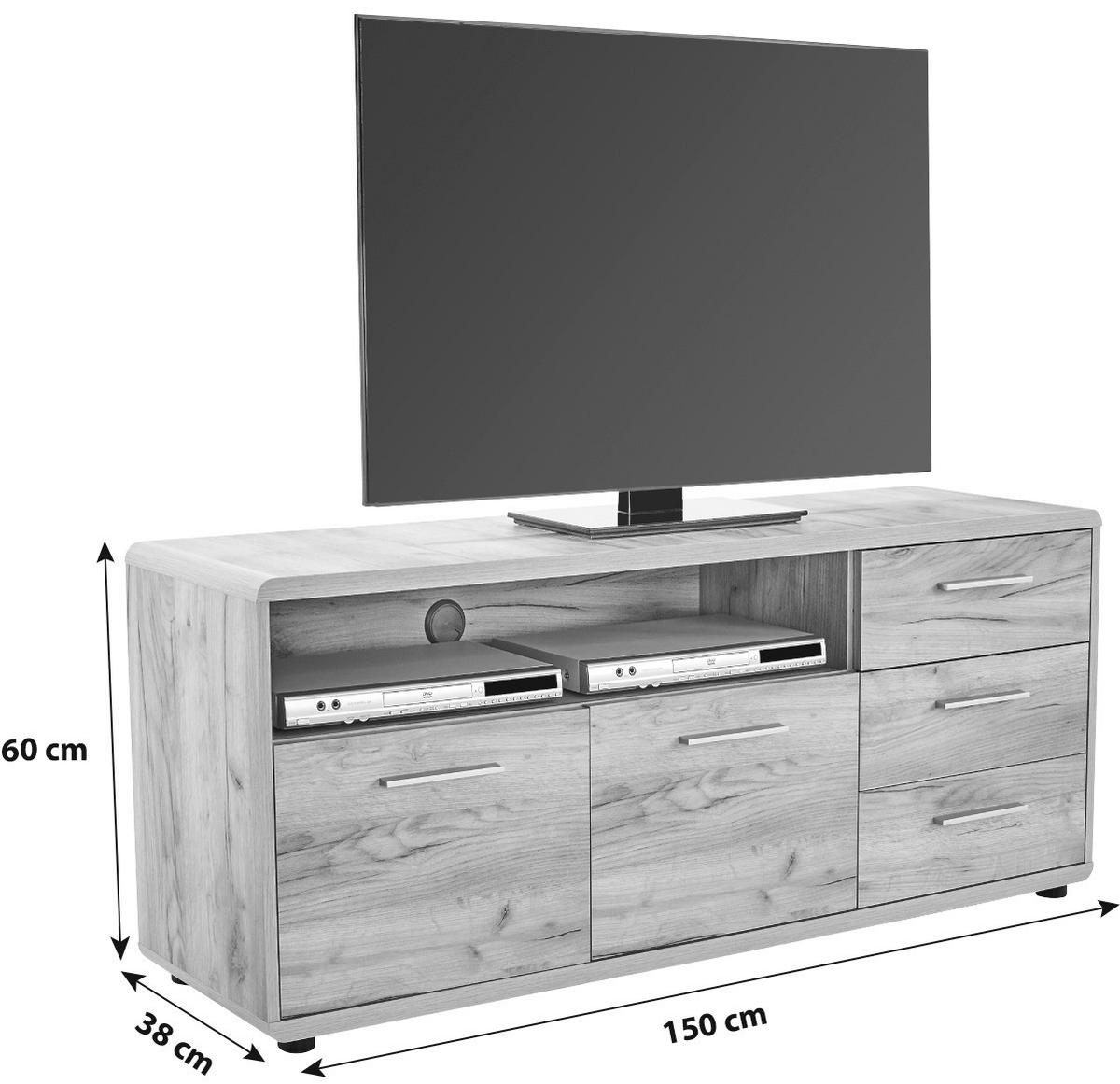 TV STOLÍK FONTANA FTK07 - čierna/farba duba, Modern, kompozitné drevo (150/60/38cm)