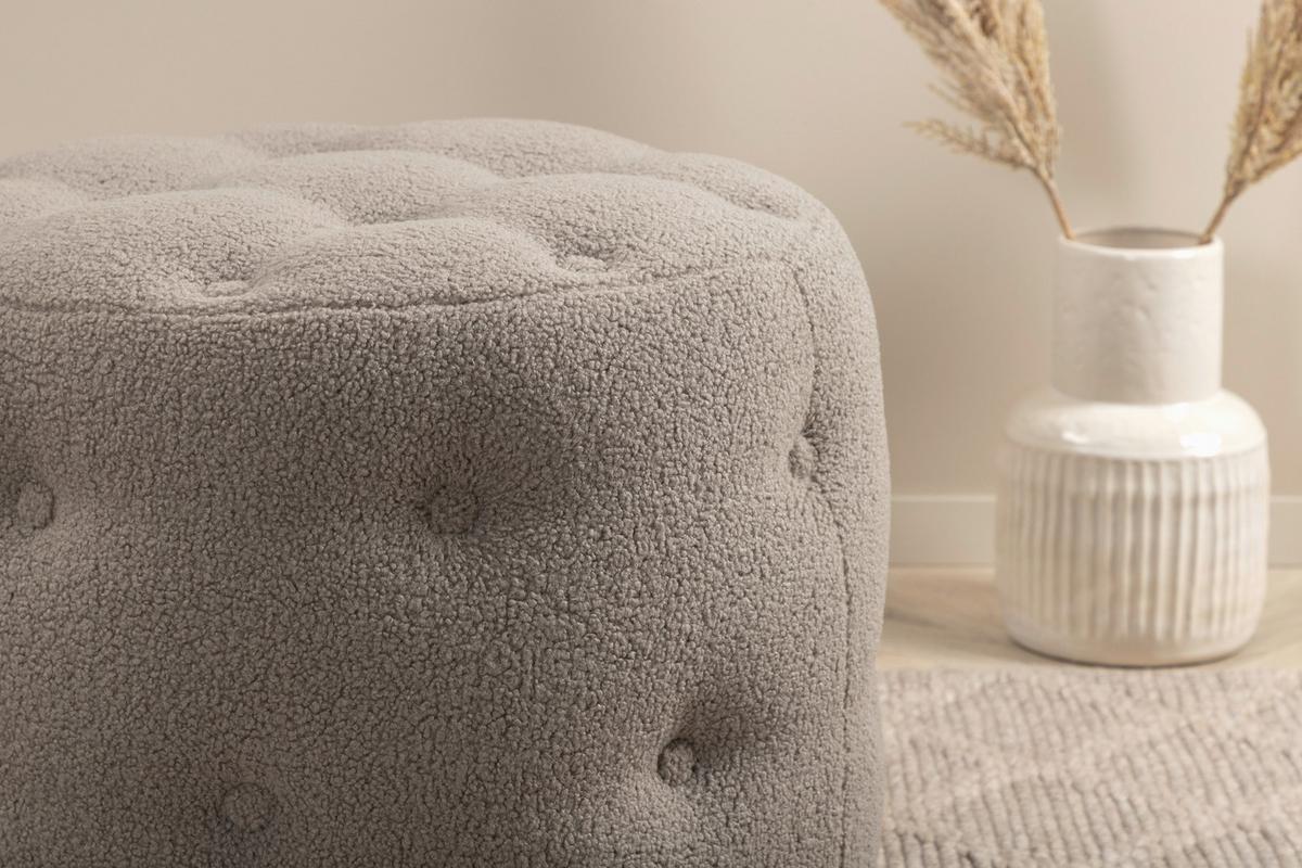 Pouf Benjamin - Greige, Design, Textil (55/44/55cm) - Livetastic