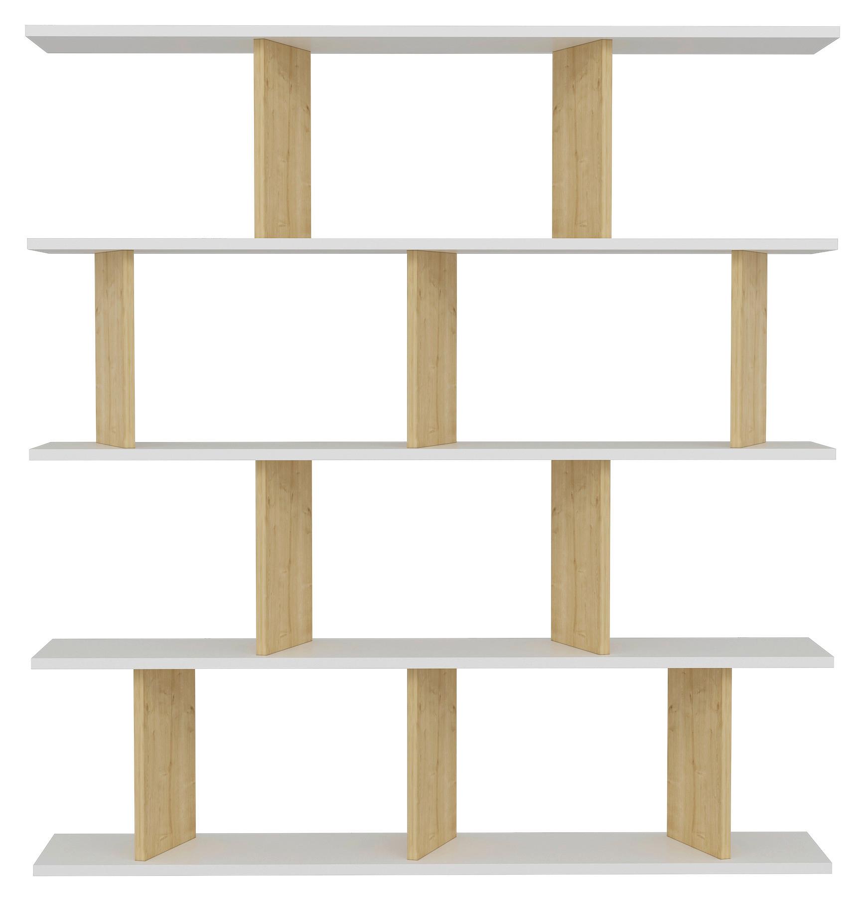 REGÁL JORIN - biela, Design, kompozitné drevo (130/137/25cm) - Livetastic