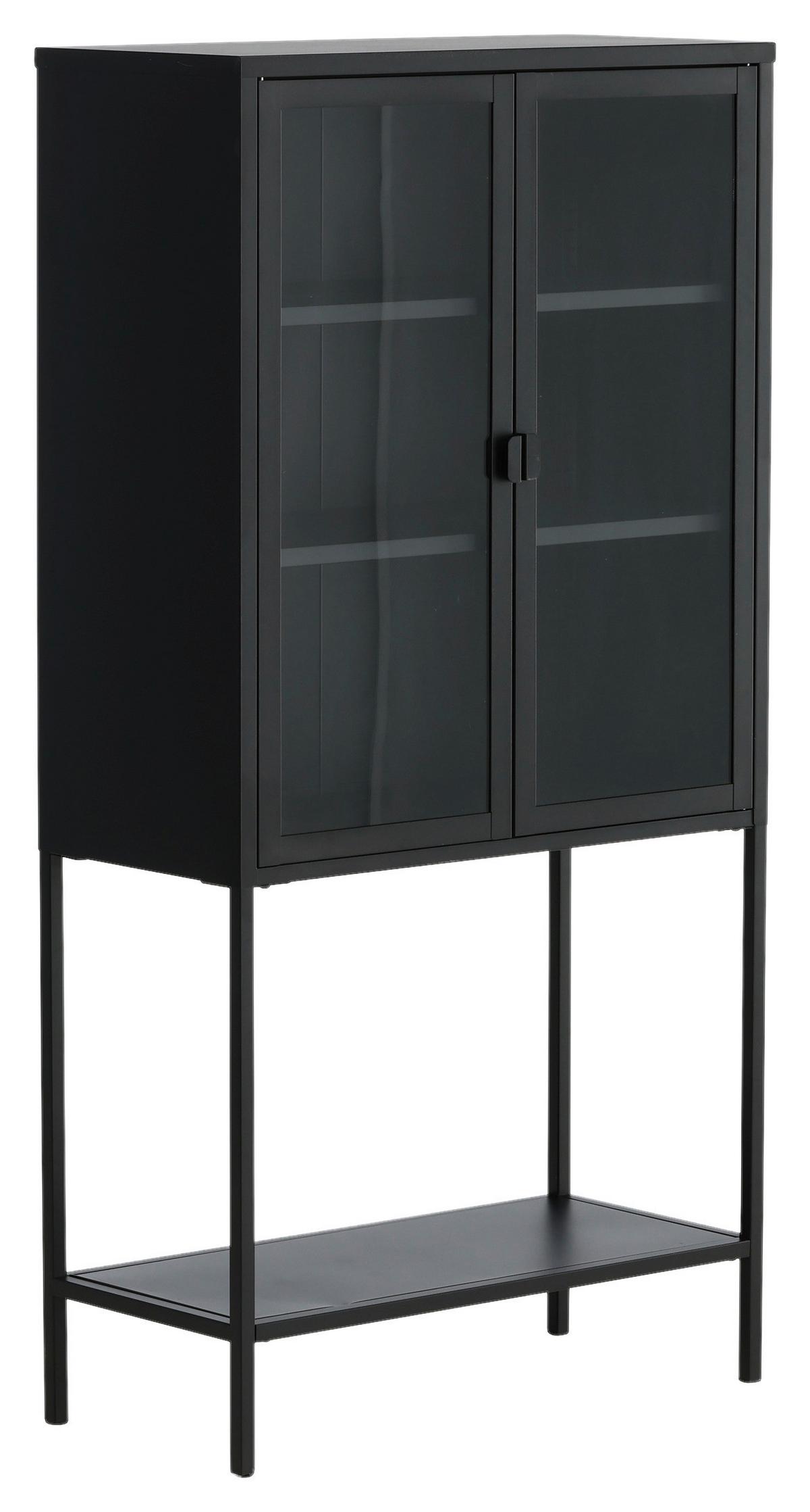 Vitrine Misha - Schwarz, Design, Metall (75/150/35cm) - Livetastic