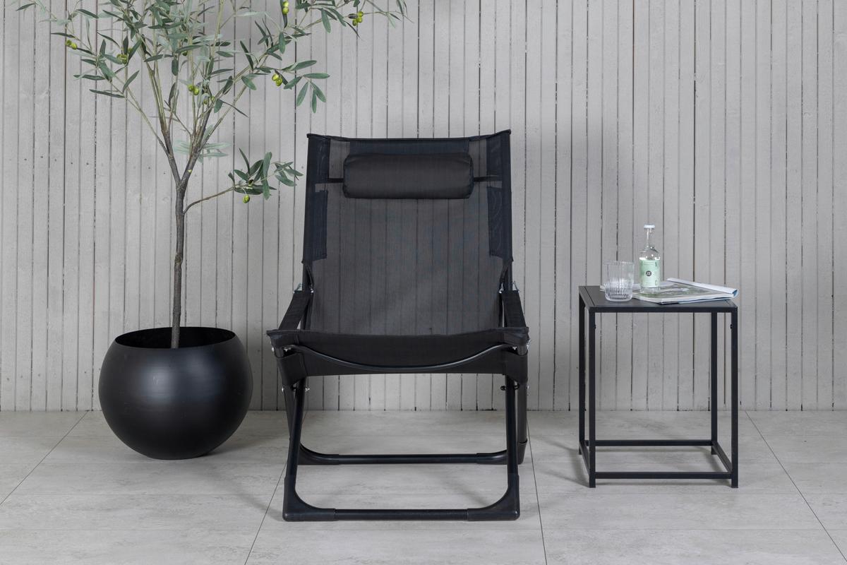 Strandsessel Seville Metall, Textil - Schwarz, KONVENTIONELL, Textil/Metall (63/89/84cm) - Gardenson