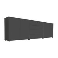 Sideboard Mailand 5 B: 237 Cm Weiß - Anthrazit/Schwarz, MODERN, Holzwerkstoff (237/73/33cm) - MID.YOU