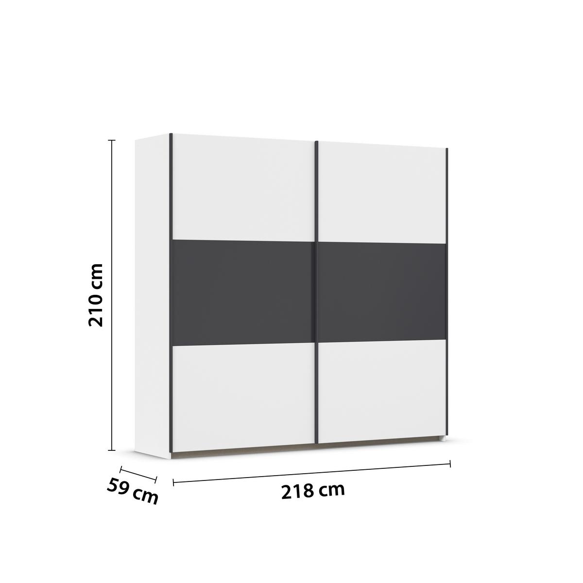 Schwebetürenschrank Neo Grau Weiß B: 218 cm - Weiß/Grau, MODERN, Holzwerkstoff (218/210/59cm) - Rauch Möbel