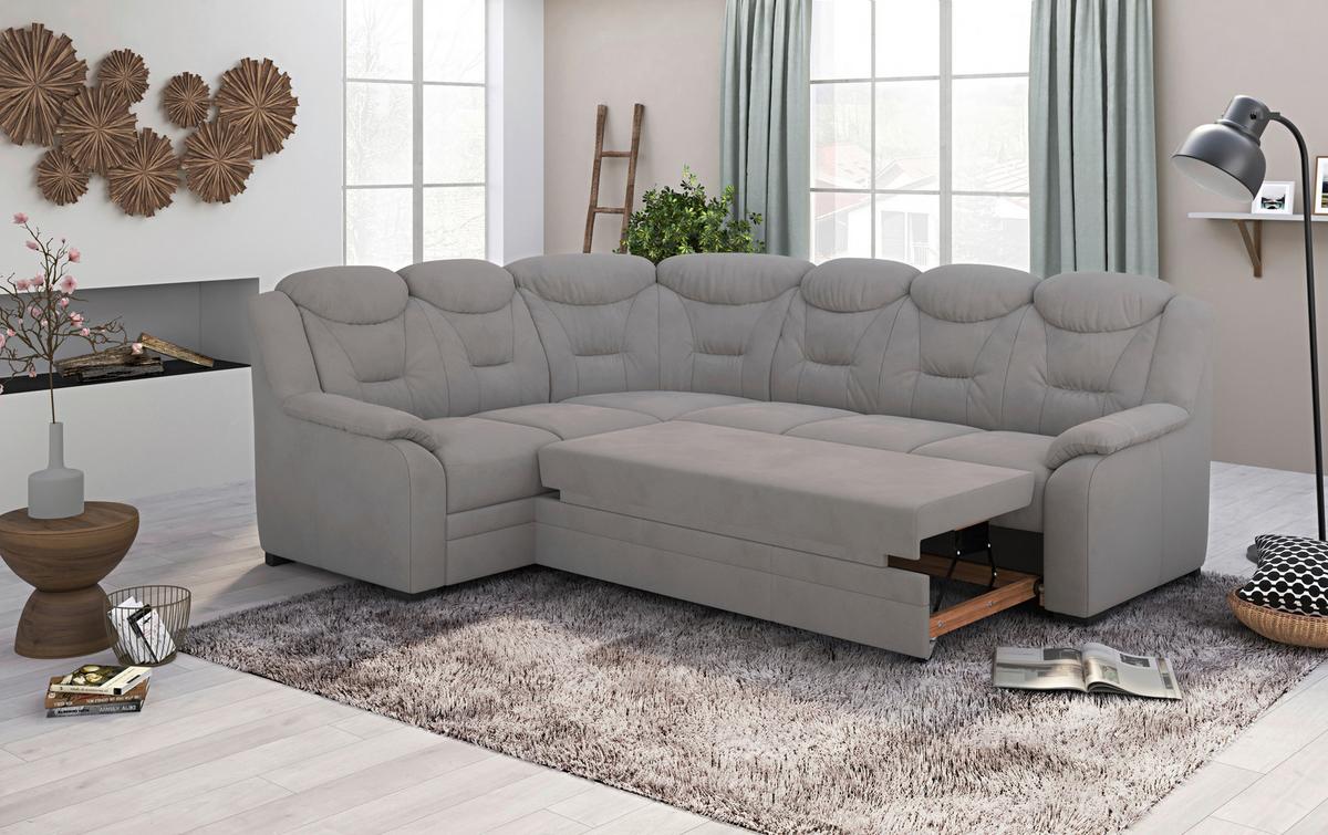 Ecksofa Marcus - Hellgrau/Schwarz, Basics, Textil (211/263cm) - MID.YOU