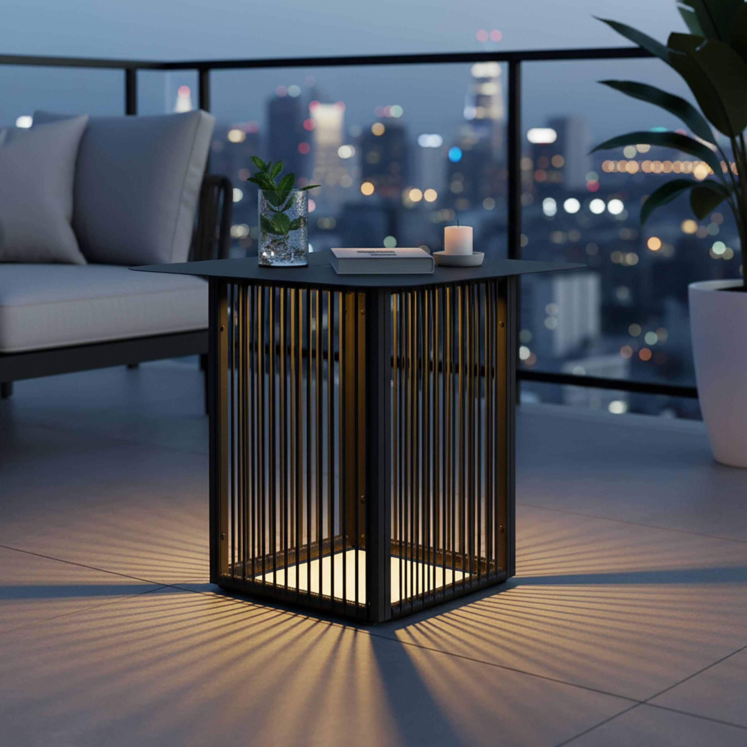 ZÁHRADNÝ PRÍRUČNÝ STOLÍK TRACY - čierna, Modern, kov/plast (55/47/55cm) - Bessagi Garden