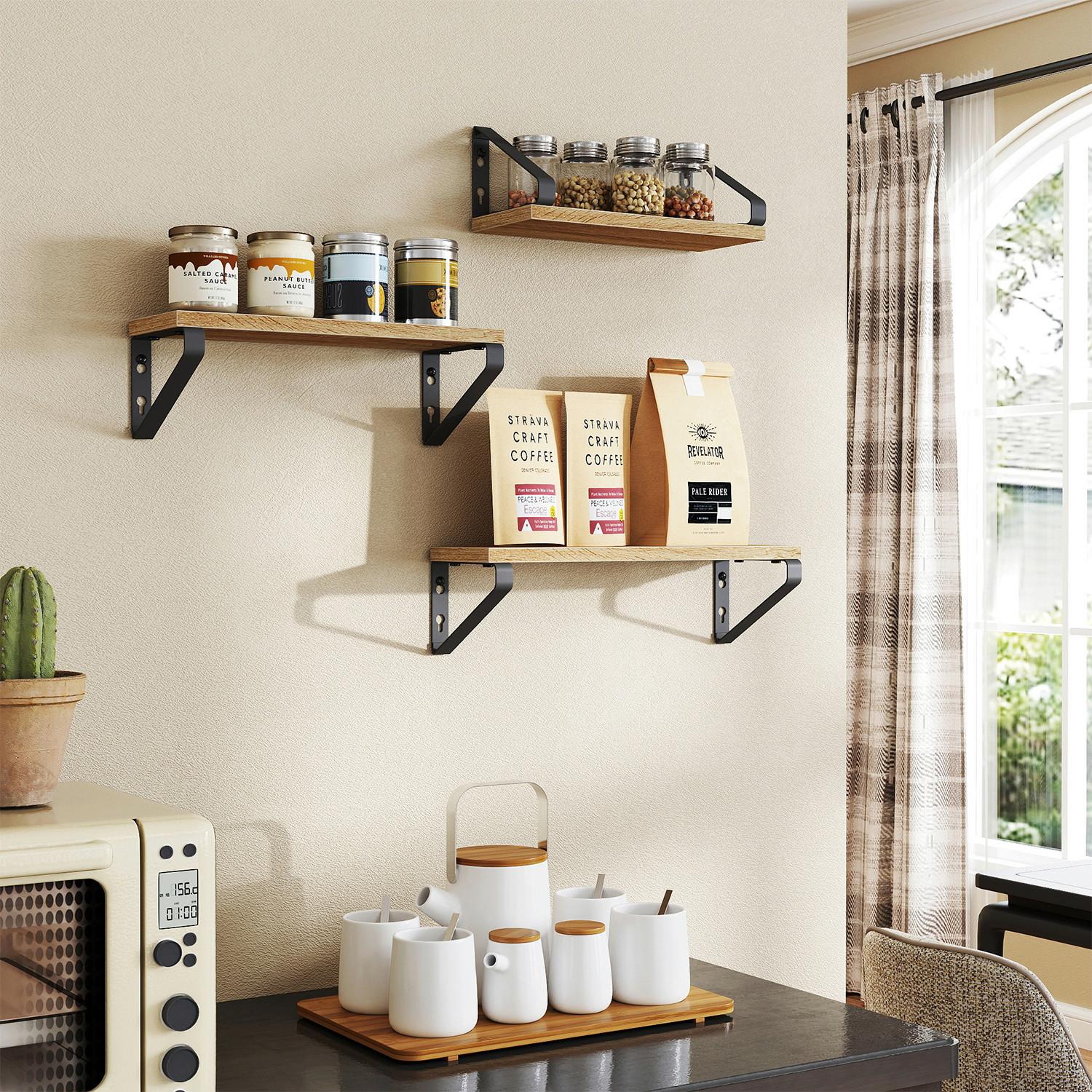 Wandregalset Wall Shelf - Eichefarben/Schwarz, MODERN, Holzwerkstoff/Metall (40/11/12cm) - MID.YOU