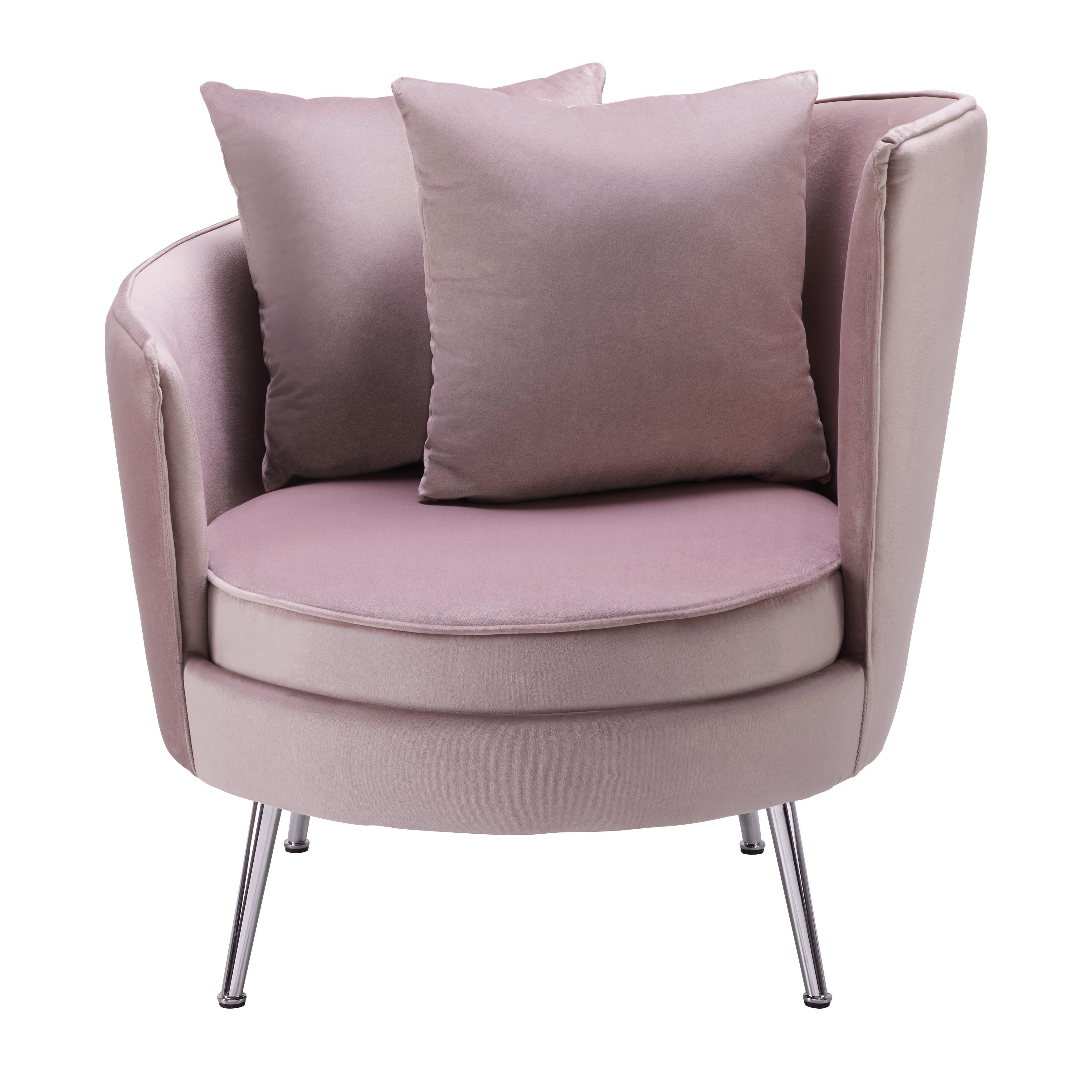 Kreslo Cherie Ružová - ružová/chrómová, Moderný, kov/textil (87/83/85cm) - Bessagi Home