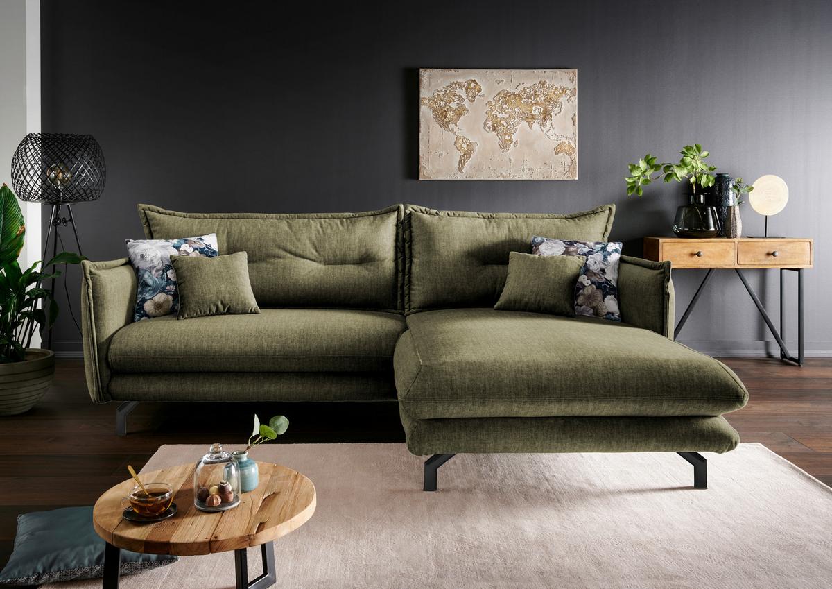 Ecksofa Lava Grün S: 255/180 Cm - Türkis/Schwarz, MODERN, Textil (255/180cm) - Livetastic