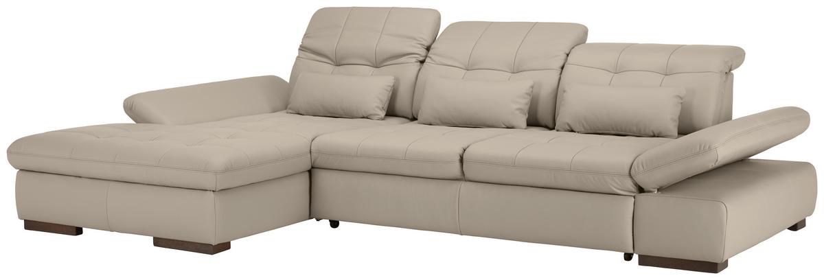 Rohová sedačka SANFINO, ľavá, svetlosivá pravá koža - svetlosivá/chrómová, Konventionell, kov/koža (199/79-96/305cm) - Premium Living