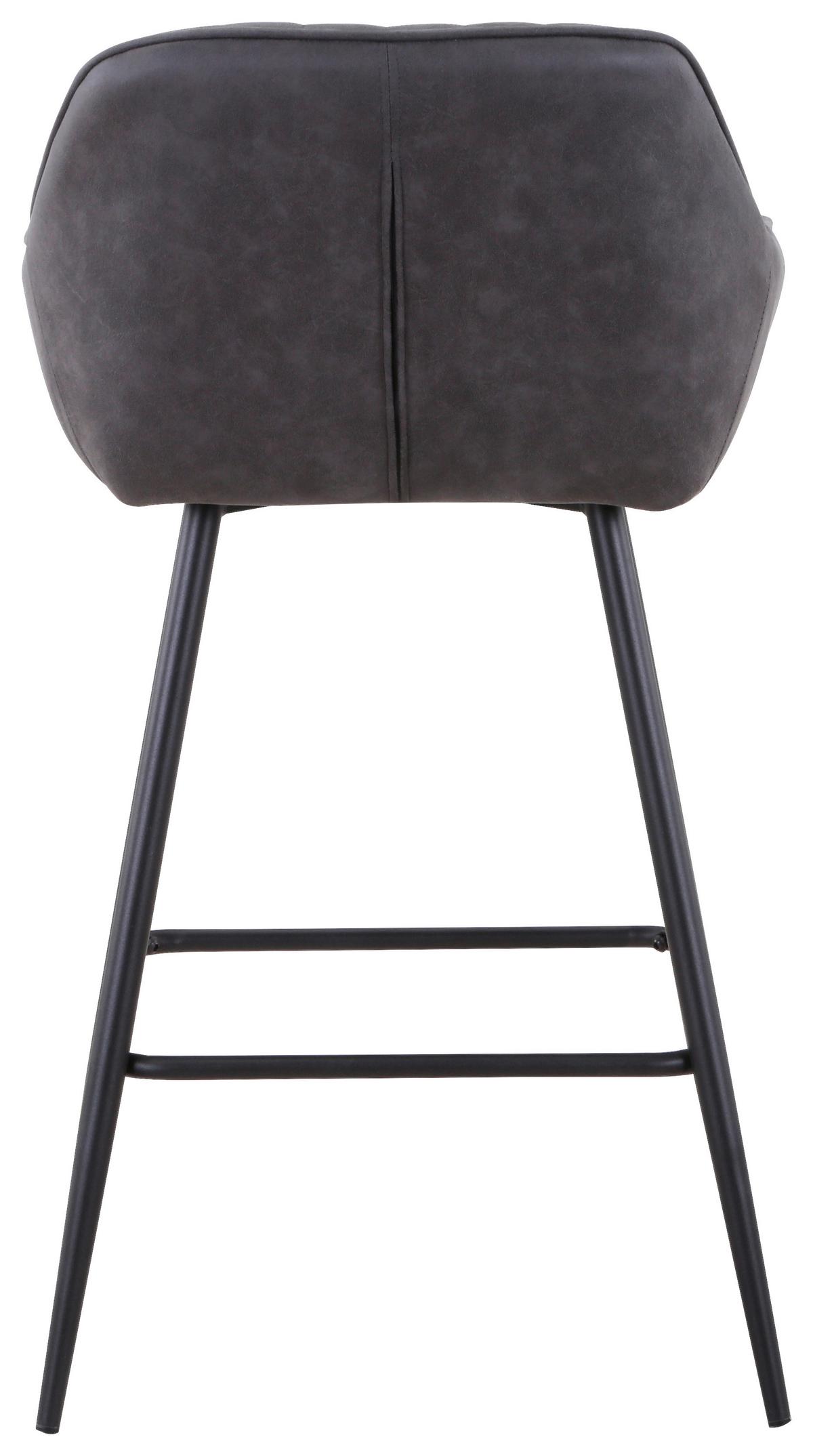Barhocker mit Lehne Rom Grau/Schwarz - Dunkelgrau/Schwarz, MODERN, Holz/Textil (51/96/52cm)