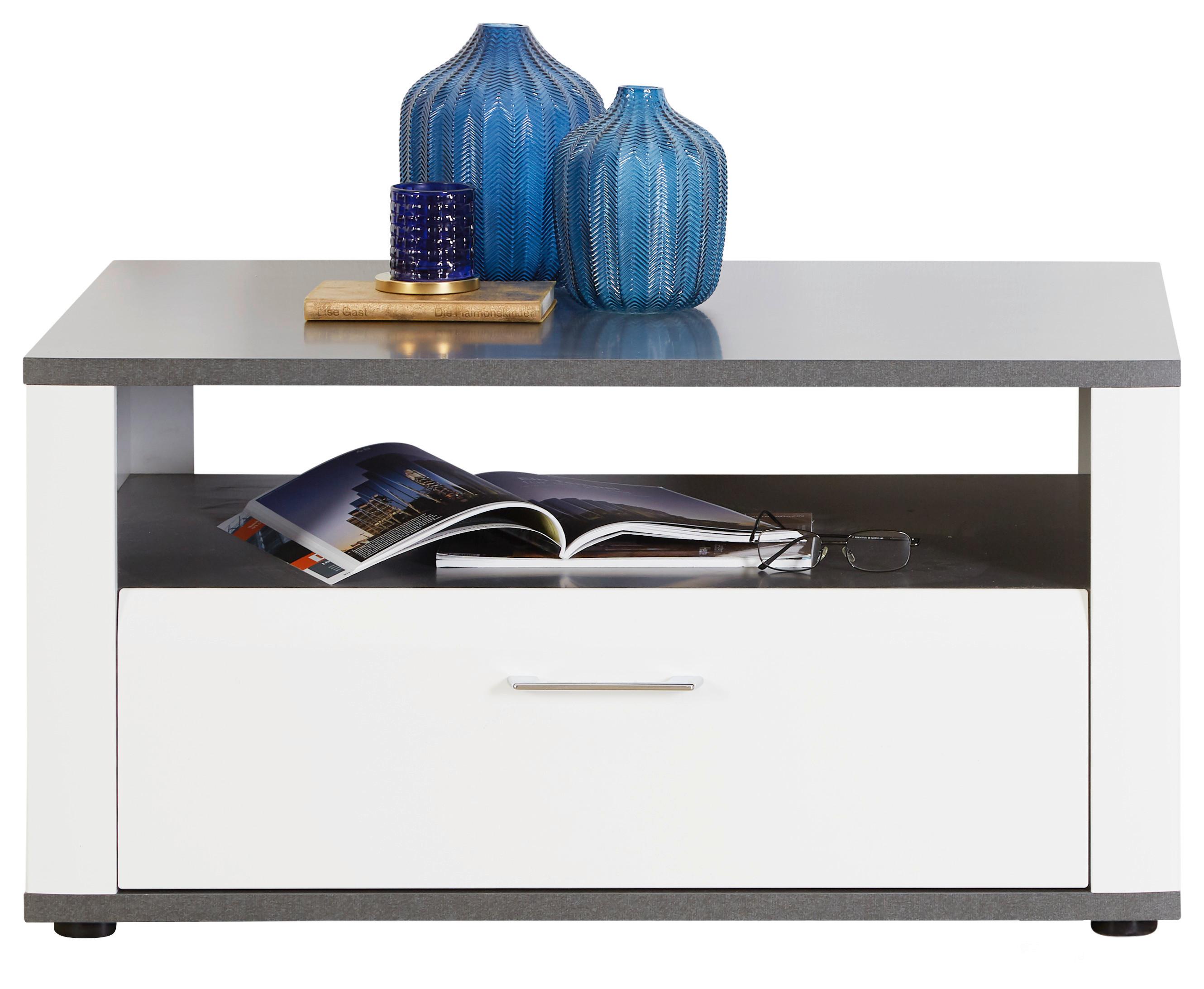 Couchtisch Mit Stauraum Alassio, Weiß/graphit Dekor - Graphitfarben/Weiß, MODERN, Holzwerkstoff (90/50/60cm) - Luca Bessoni