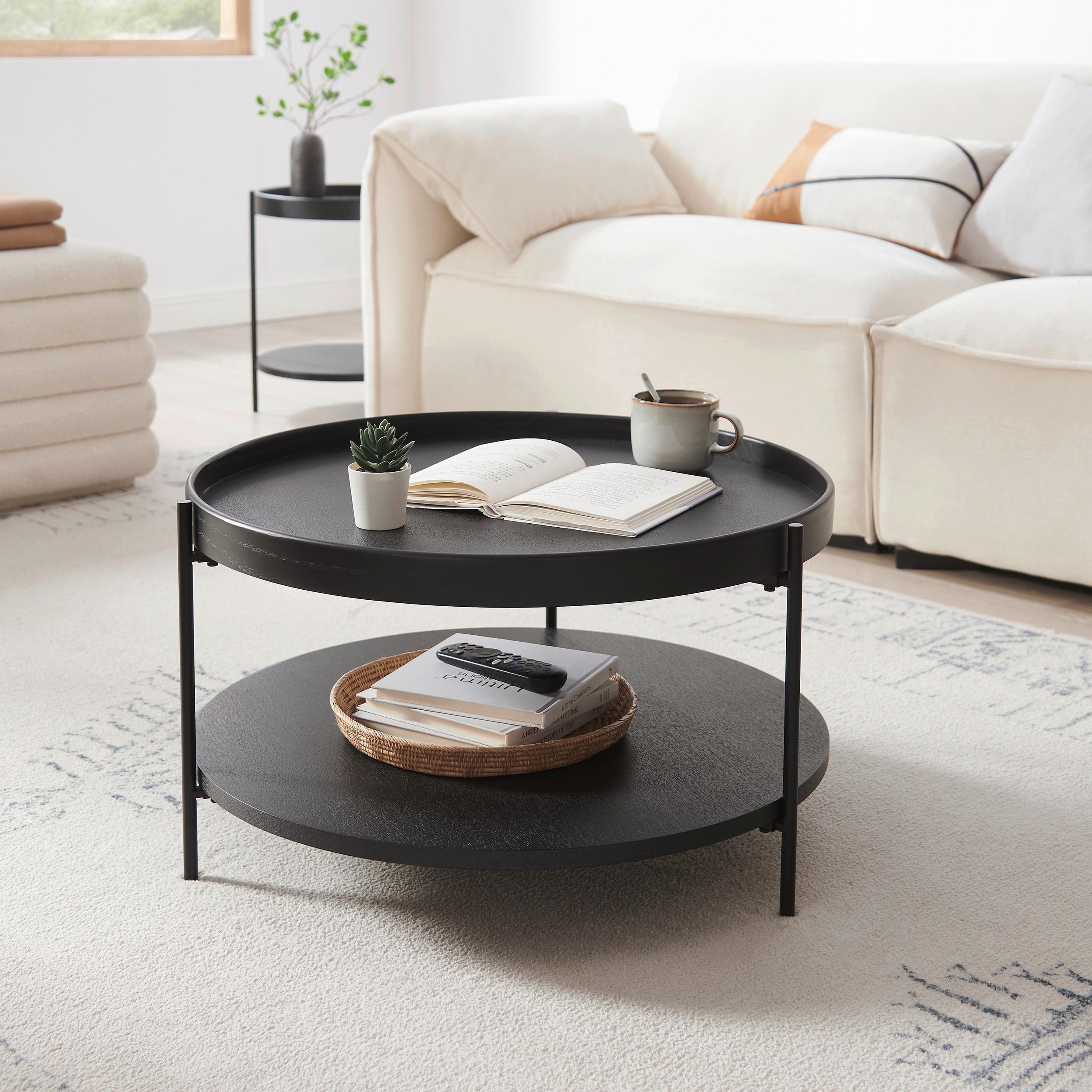 Couchtisch Schwarz B: 69 Cm - Schwarz, Design, Holzwerkstoff/Metall (69/69/39cm) - Livetastic