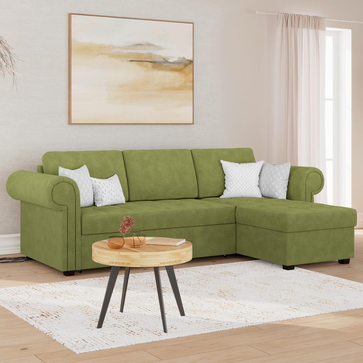 Ecksofa Oslo Olivgrün B: 260 Cm - Olivgrün, ROMANTIK / LANDHAUS, Textil (260/85/155cm) - James Wood