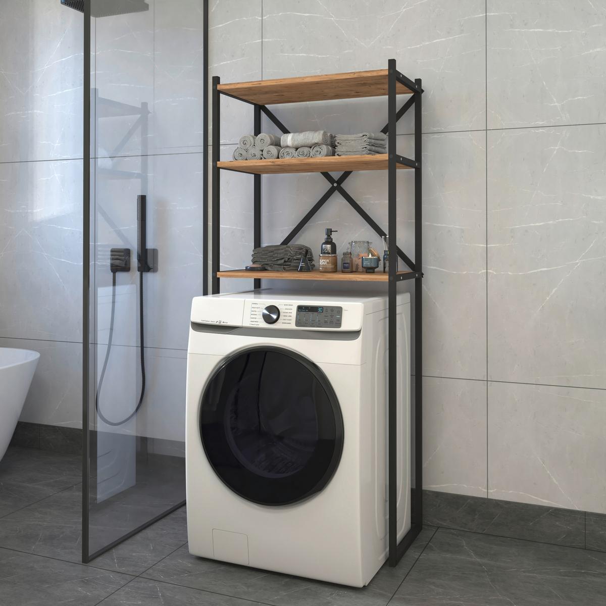 Waschmaschinenschrank Insasi - Honigeiche, MODERN, Holzwerkstoff/Metall (66/160/34cm) - MID.YOU