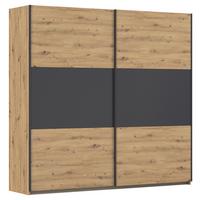 Schwebetürenschrank Neo Grau Eiche Artisan Dekor - Alufarben/Eiche Artisan, MODERN, Holzwerkstoff (218/210/59cm) - Rauch Möbel