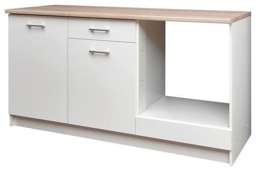 Küchenzeile Wow ohne Geräte 160 cm Weiß/Eiche Dekor