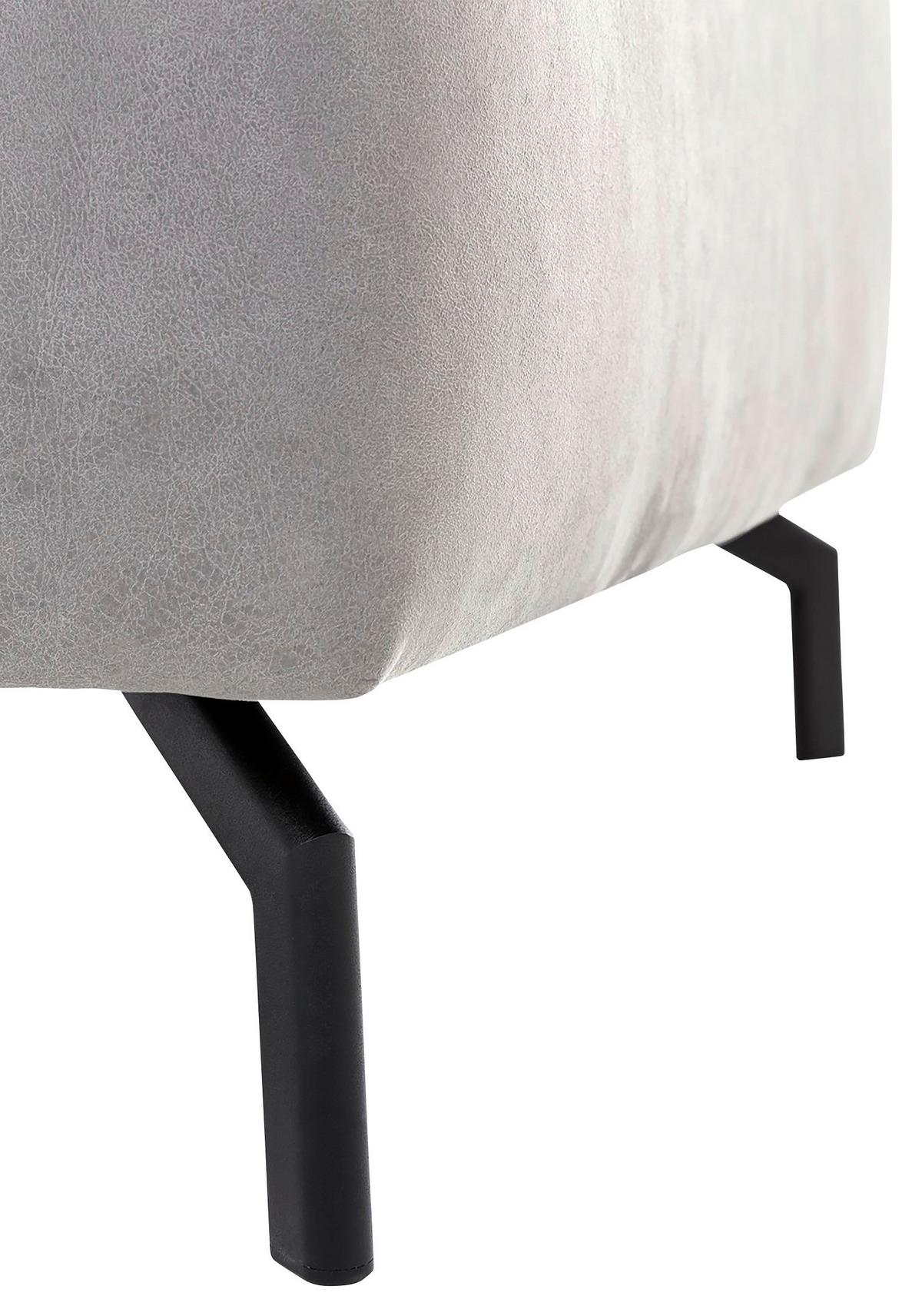 Ecksofa California Silberfarben - Silberfarben/Schwarz, MODERN, Textil (233/305cm) - Trendmanufaktur